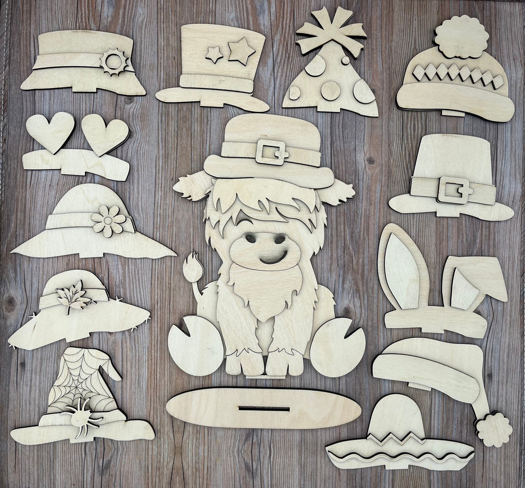 Paint your own Highland cow interchangeable sign