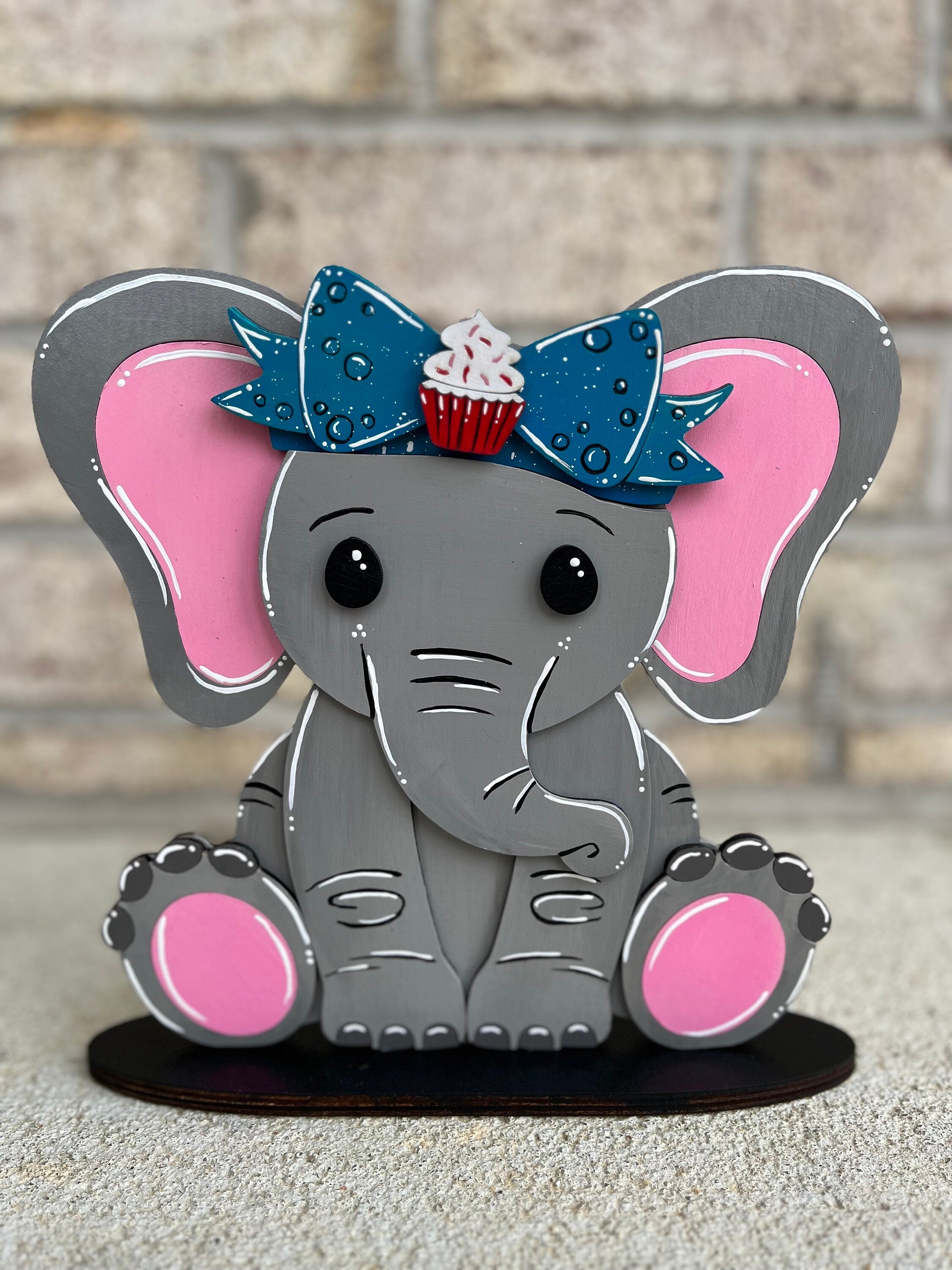 Cute Elephant Desk Buddy with Interchangeable Holiday Accessories