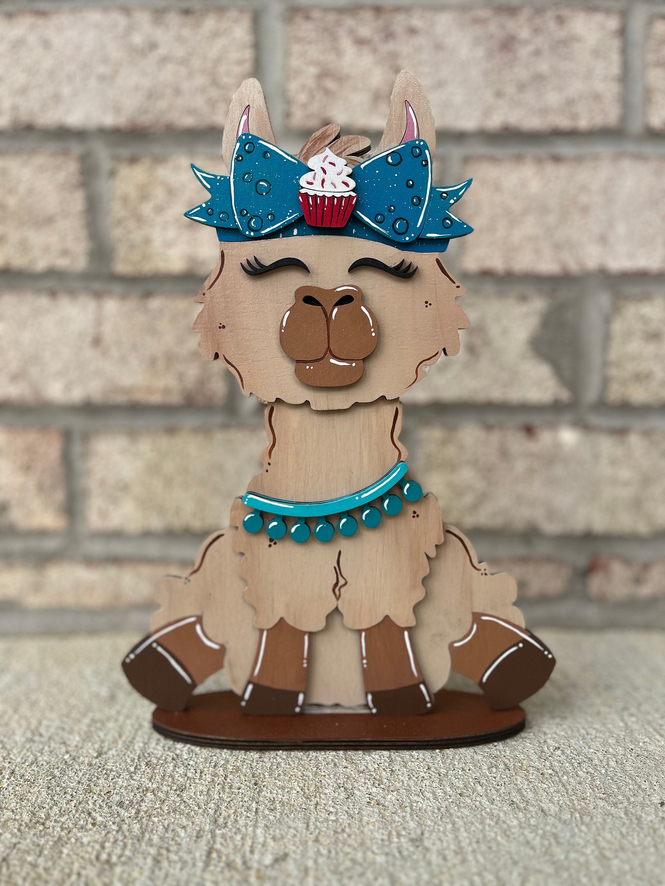 Llama Birthday Desk Buddy with Interchangeable Hat