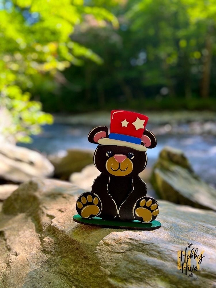 Woodland Bear Sign with Interchangeable Seasonal Hats