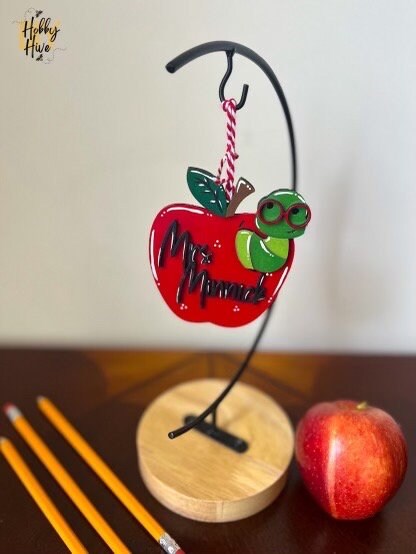 Personalized Bookworm Apple Ornament