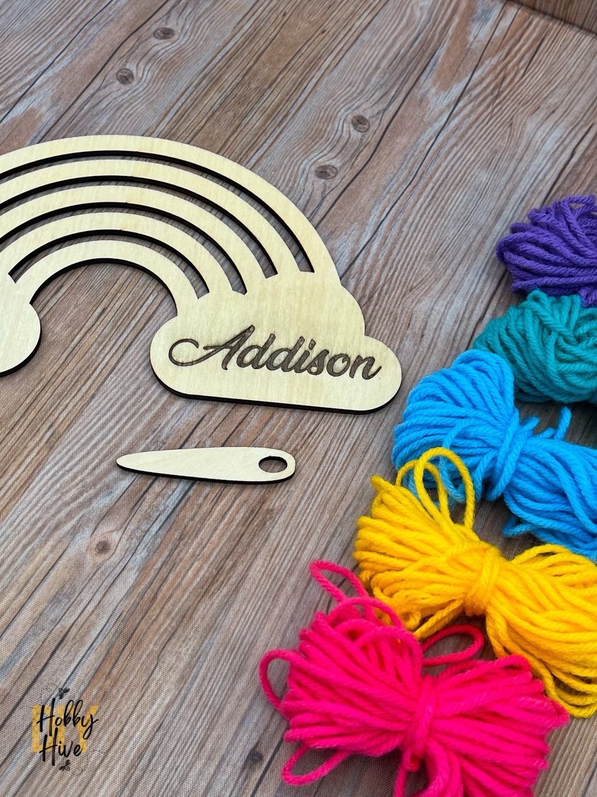 Personalized Rainbow Yarn Kit with Yarn and Needle Included