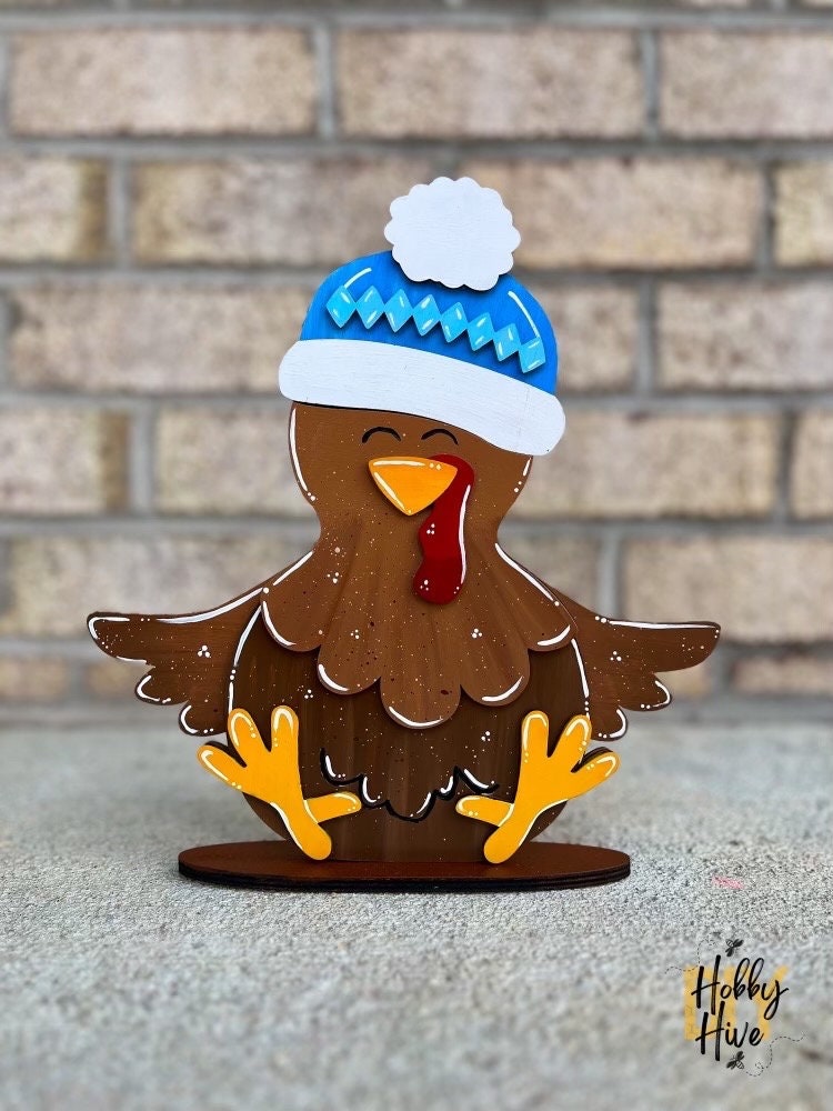 Paint Your Own Chicken or Turkey Interchangeable Sign with Seasonal Hats