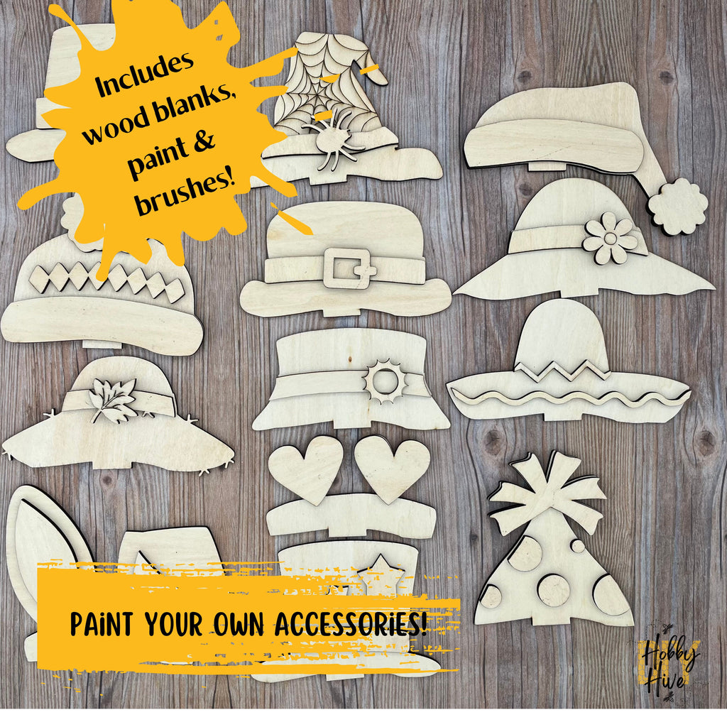 DIY Wood and Paint Animal Shelf Sitter Hat Add ons (Hats Only)