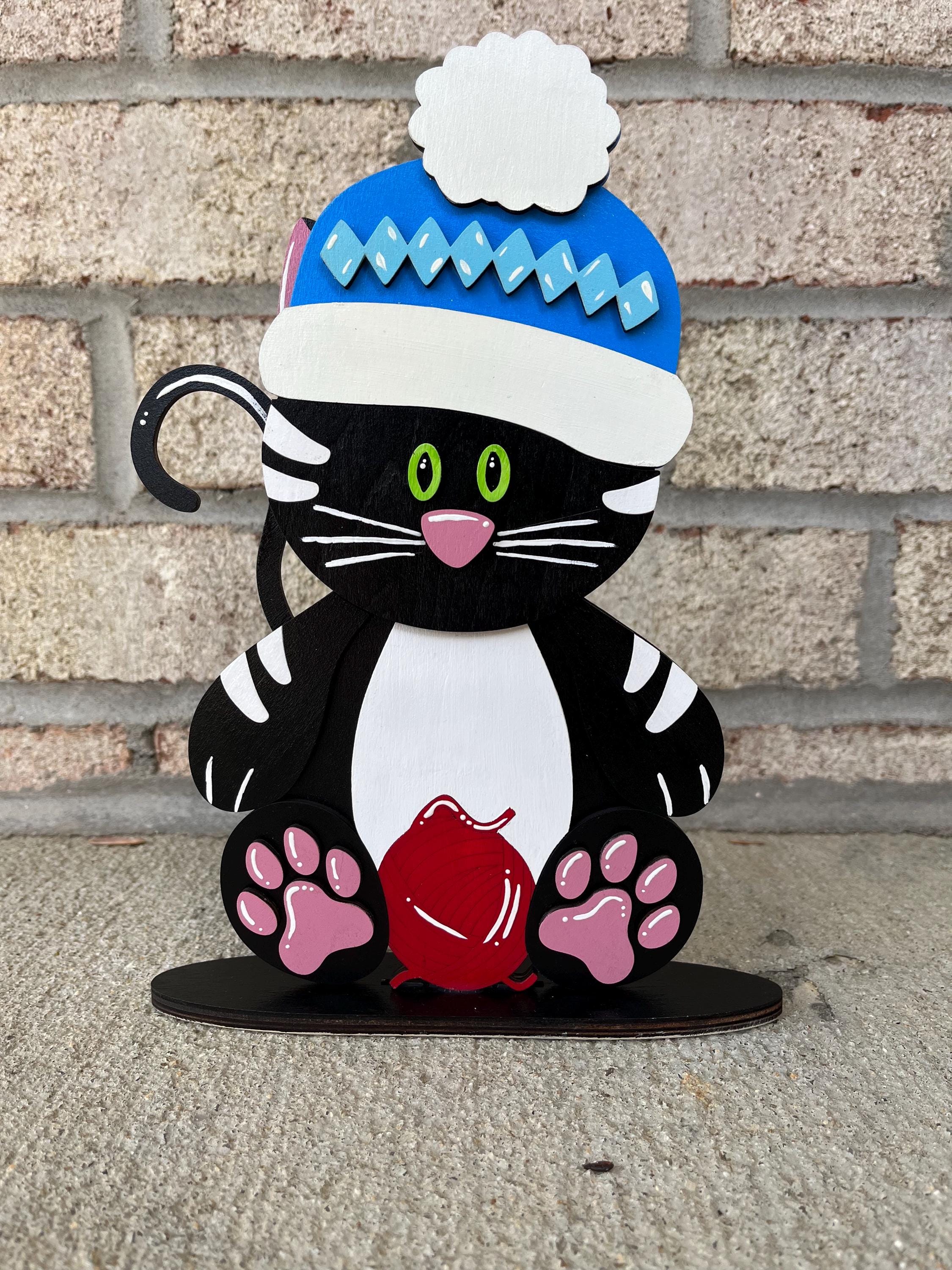 Cat Desk Buddy with Interchangeable Seasonal Hats