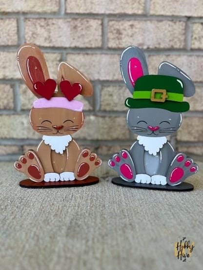 Bunny Desk Buddy with Interchangeable Seasonal Hats