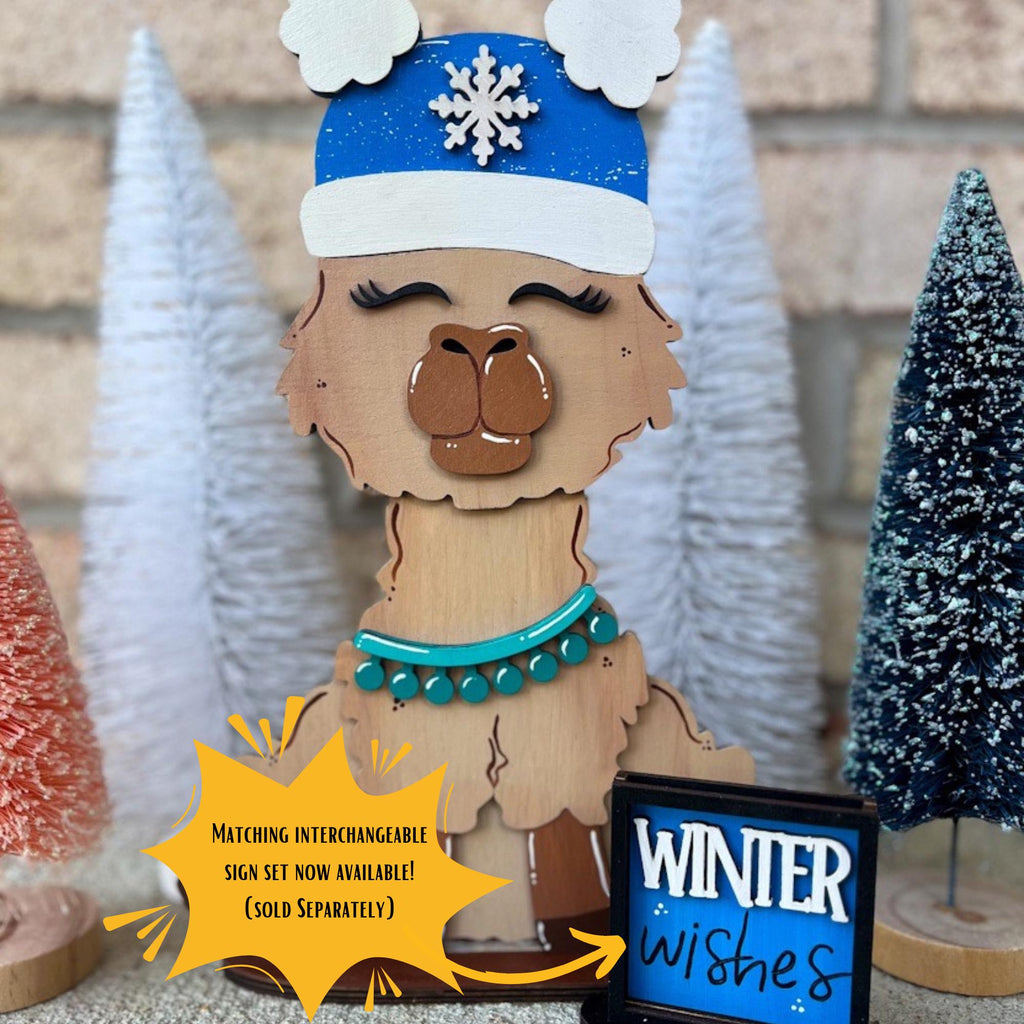 Festive Llama Shelf Table Desk Decor with Interchangeable Hats