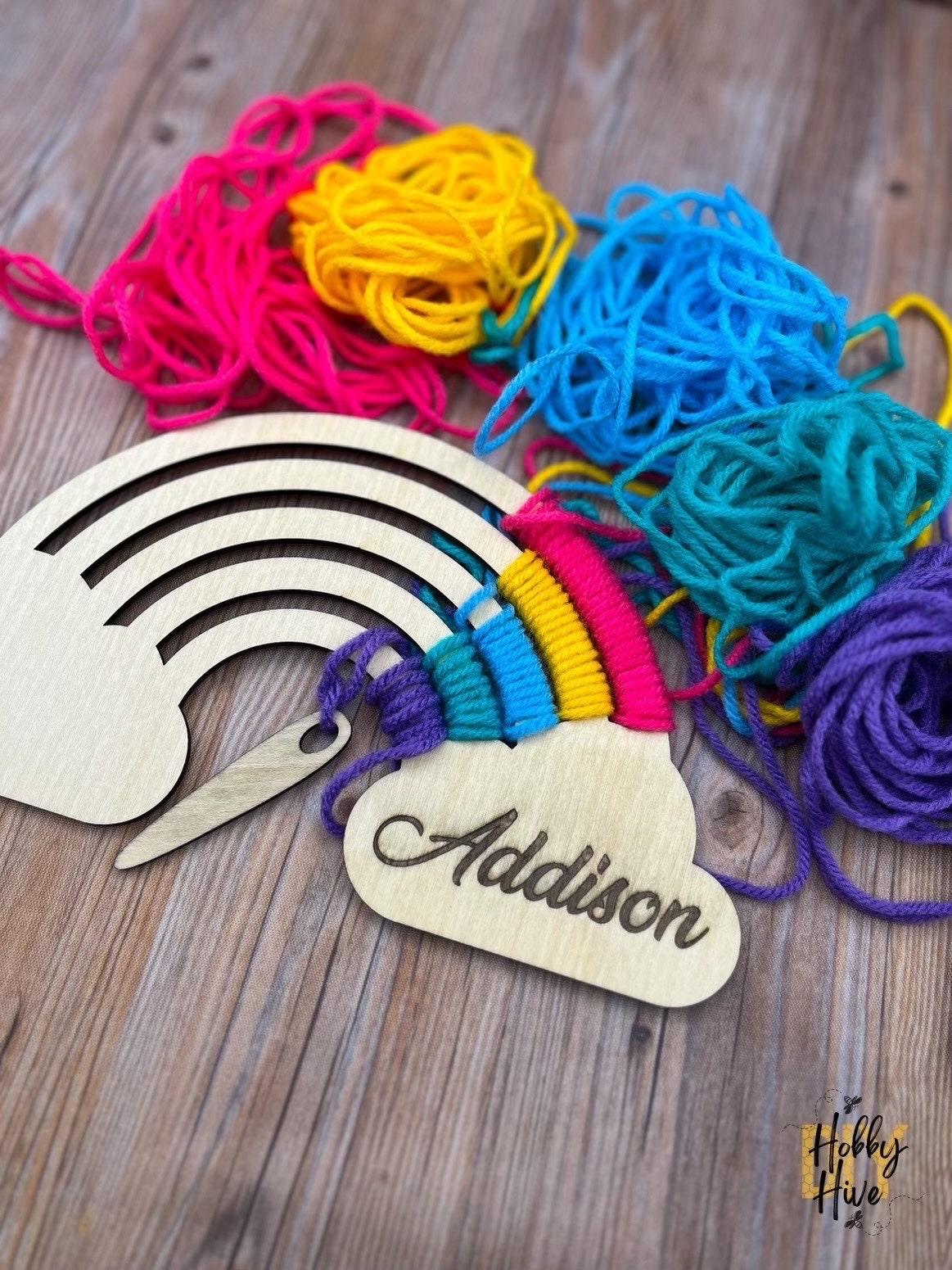 Personalized Rainbow Yarn Kit with Yarn and Needle Included