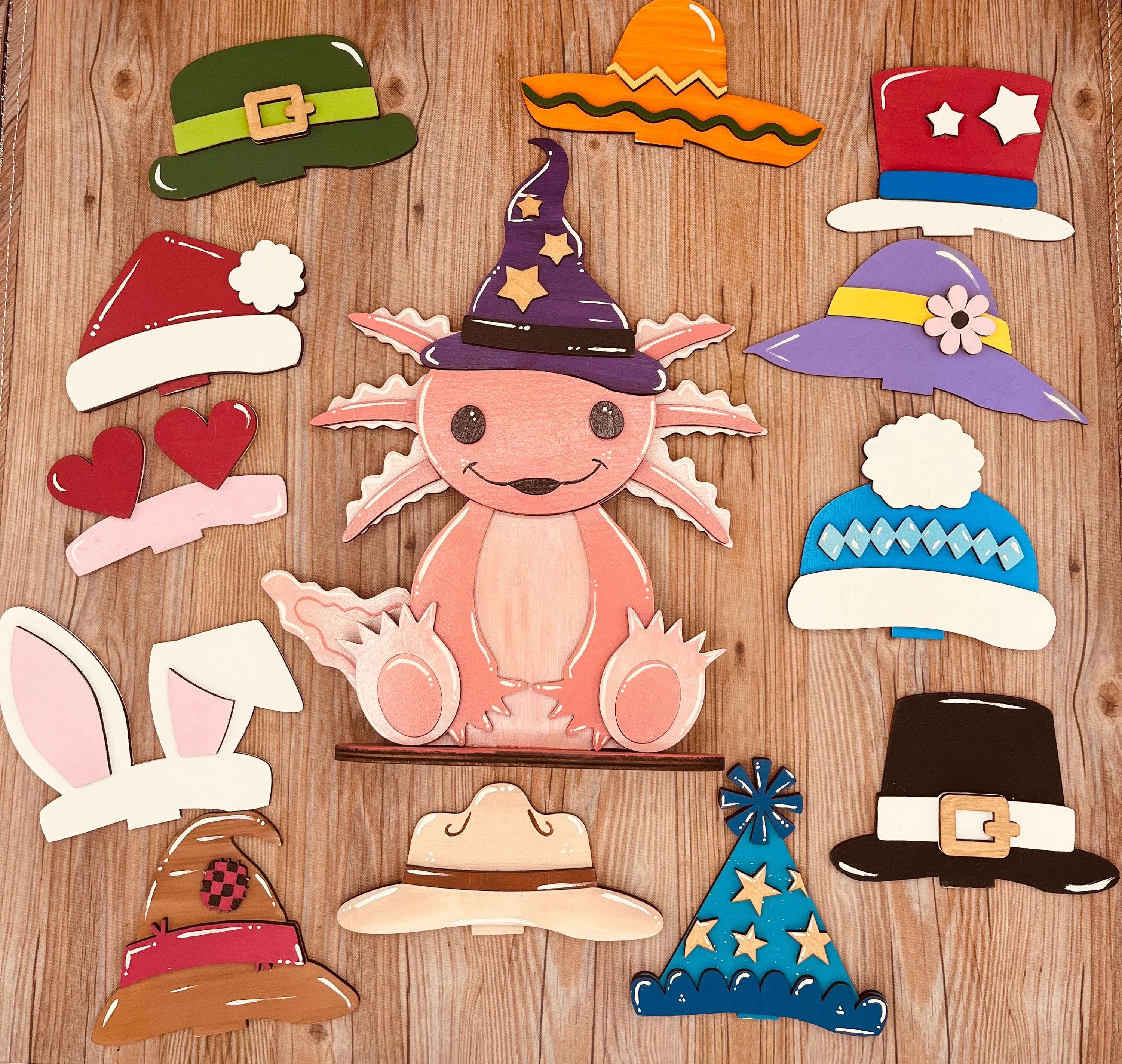 Axolotl Desk Buddy with Interchangeable Hats