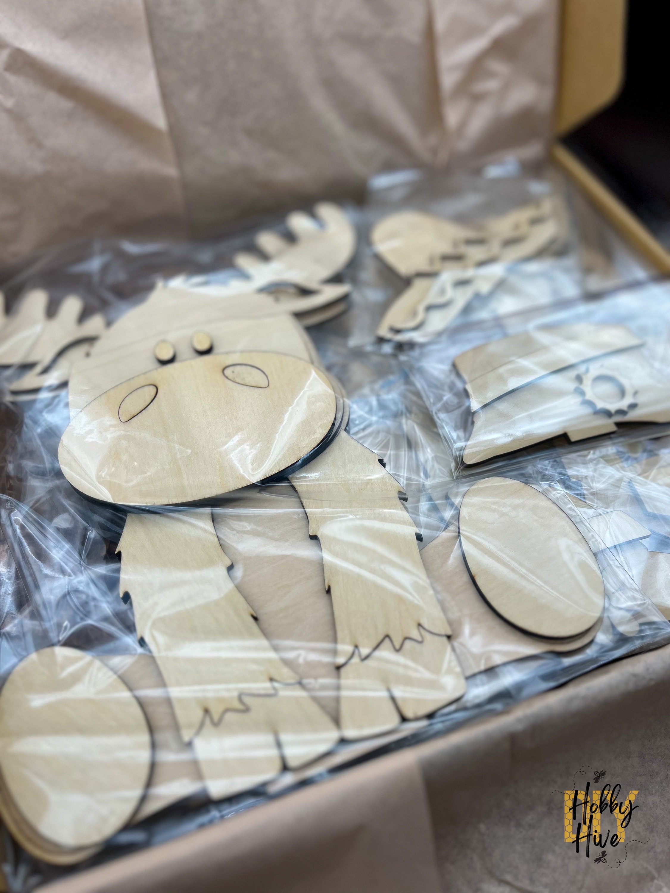 Paint Your Own Moose Interchangeable Sign with Seasonal and Holiday Hats Included