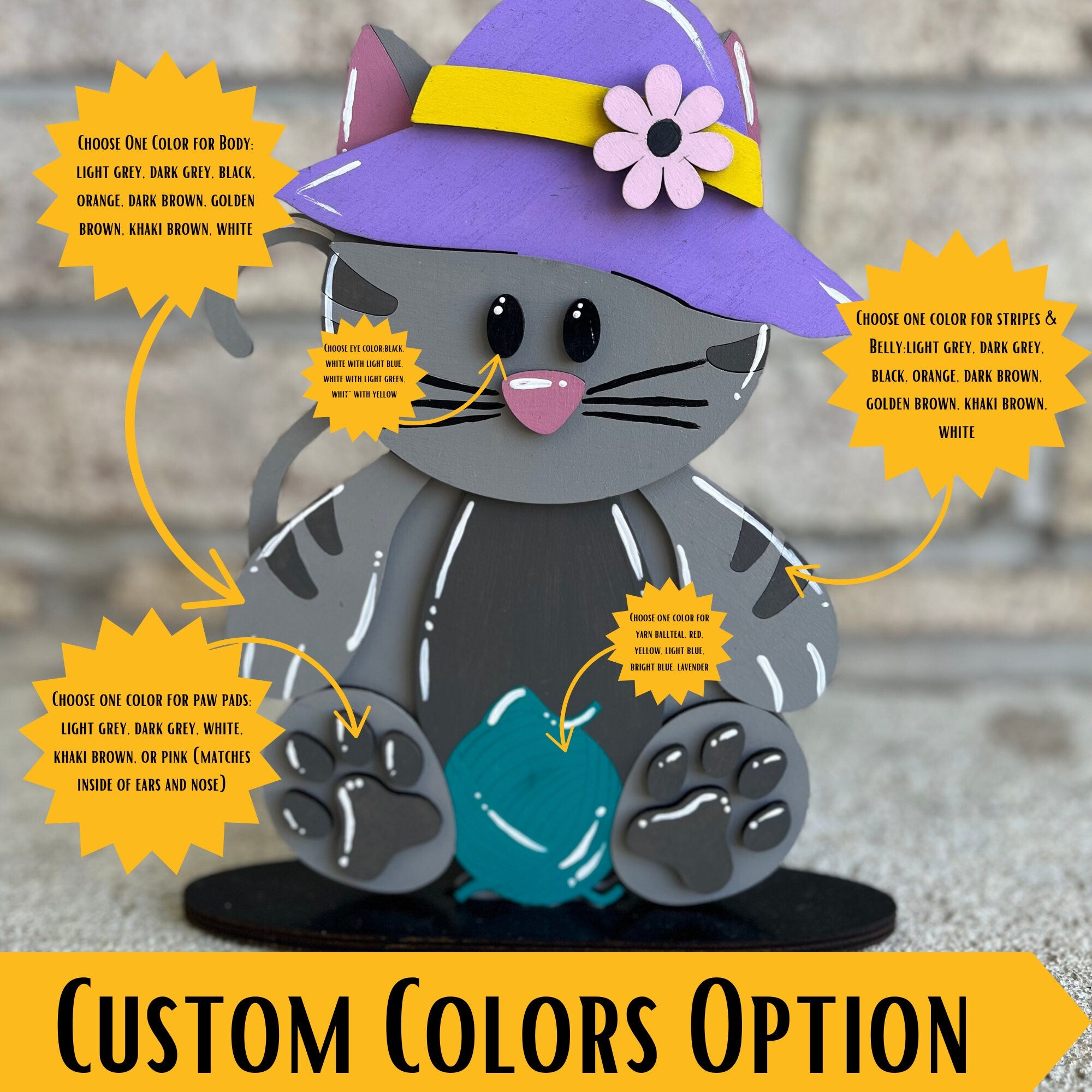 Cat Desk Buddy with Interchangeable Seasonal Hats