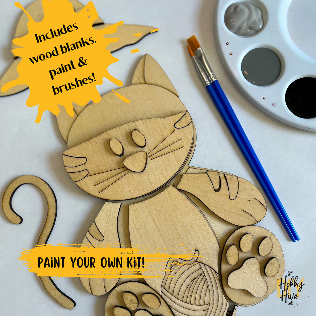 Paint Your Own, Cute Cat Interchangeable Desk Buddy