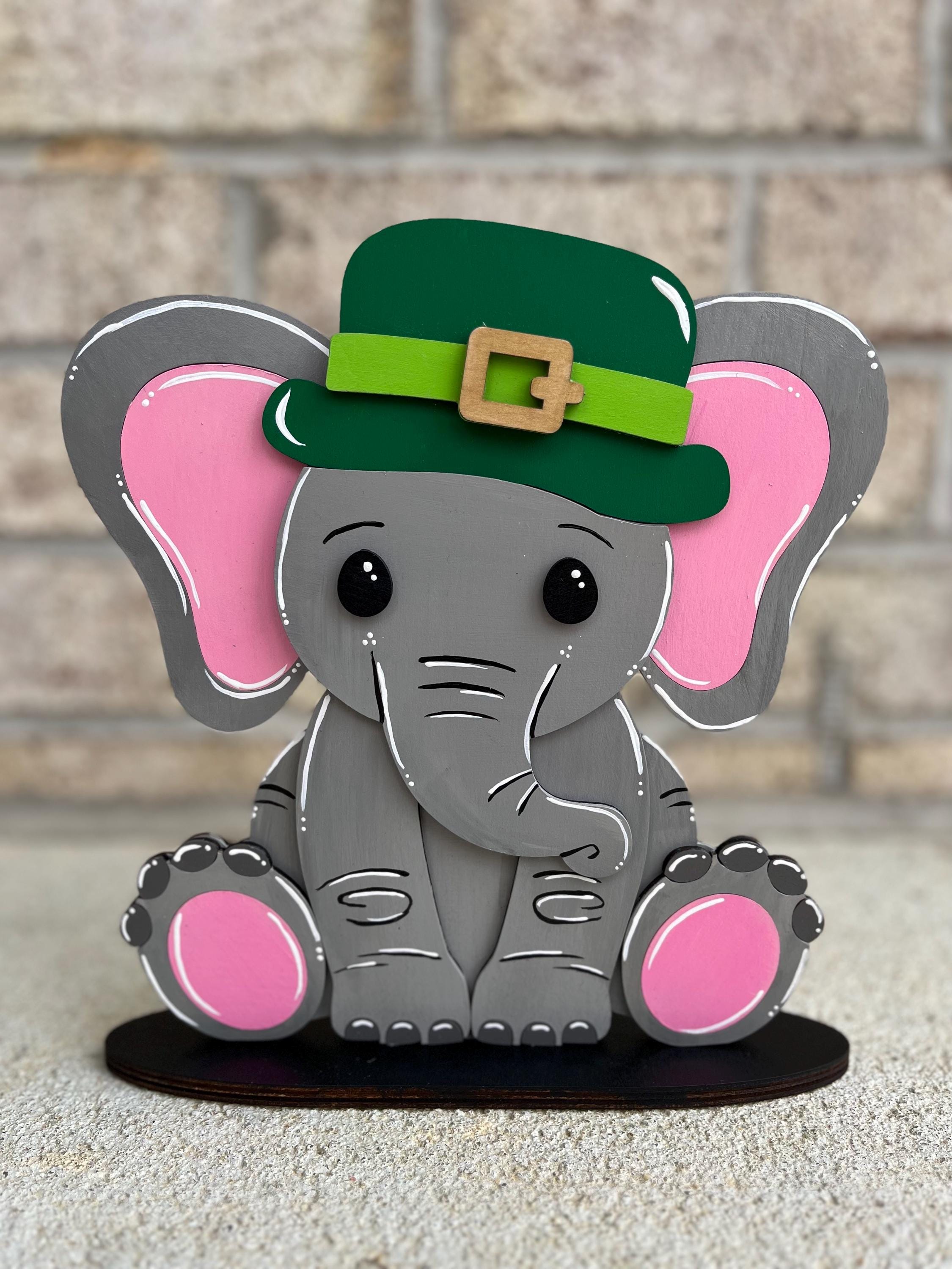 Paint Your Own Elephant Interchangeable Sign with Seasonal and Holiday Hats