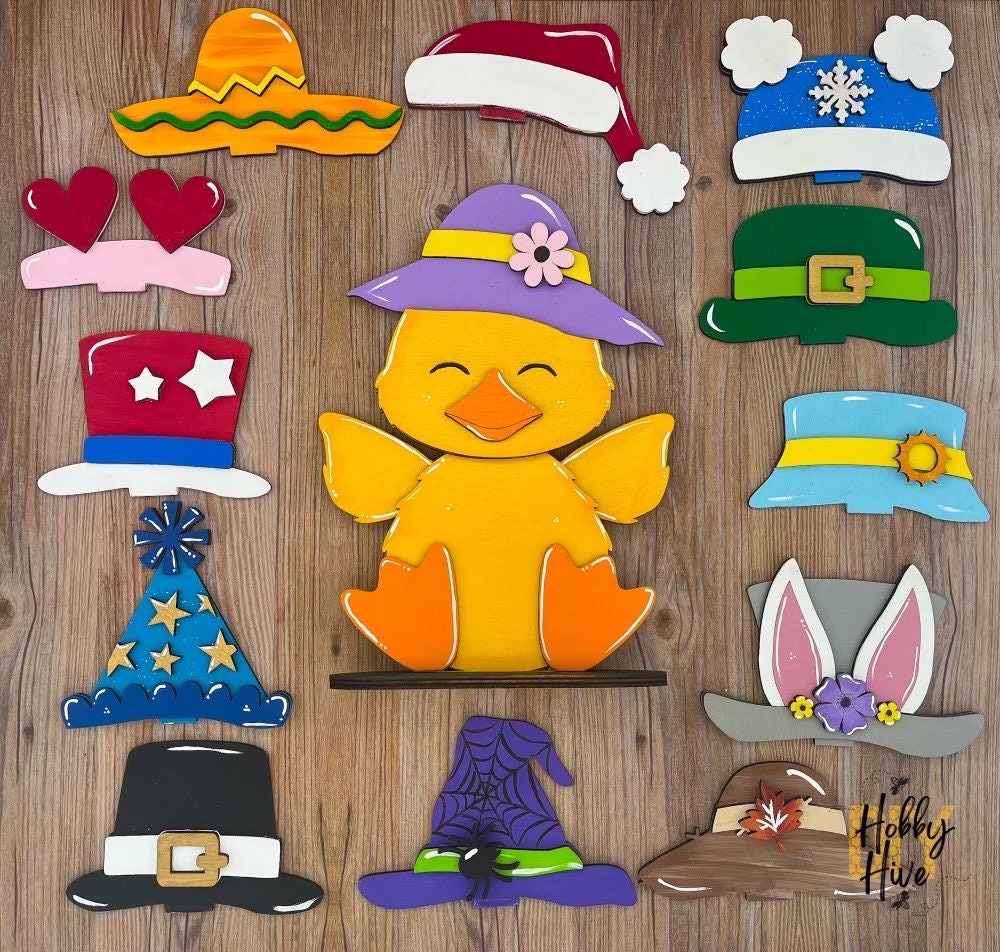 Yellow Duck Desk Buddy with Hats