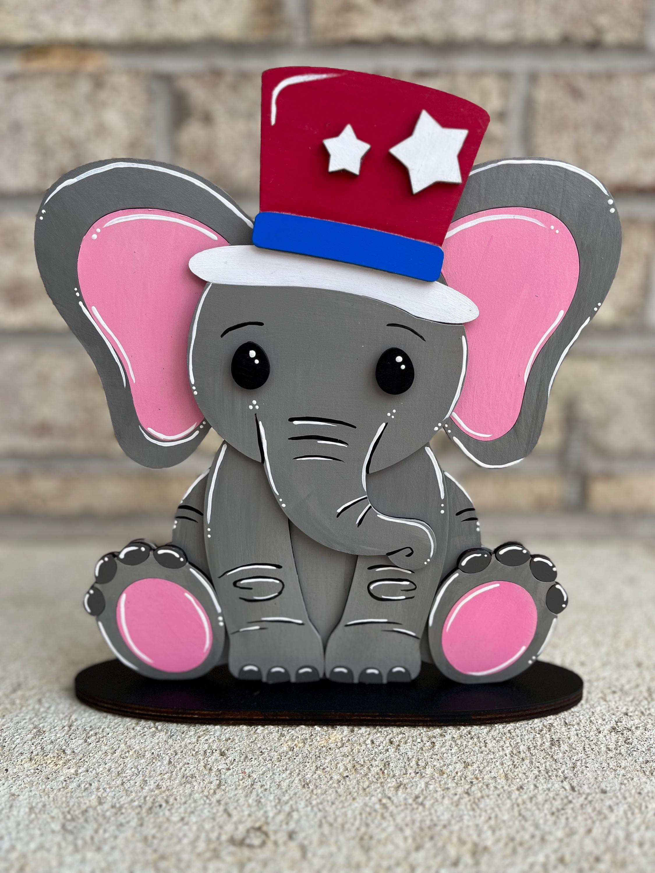 Paint Your Own Elephant Interchangeable Sign with Seasonal and Holiday Hats