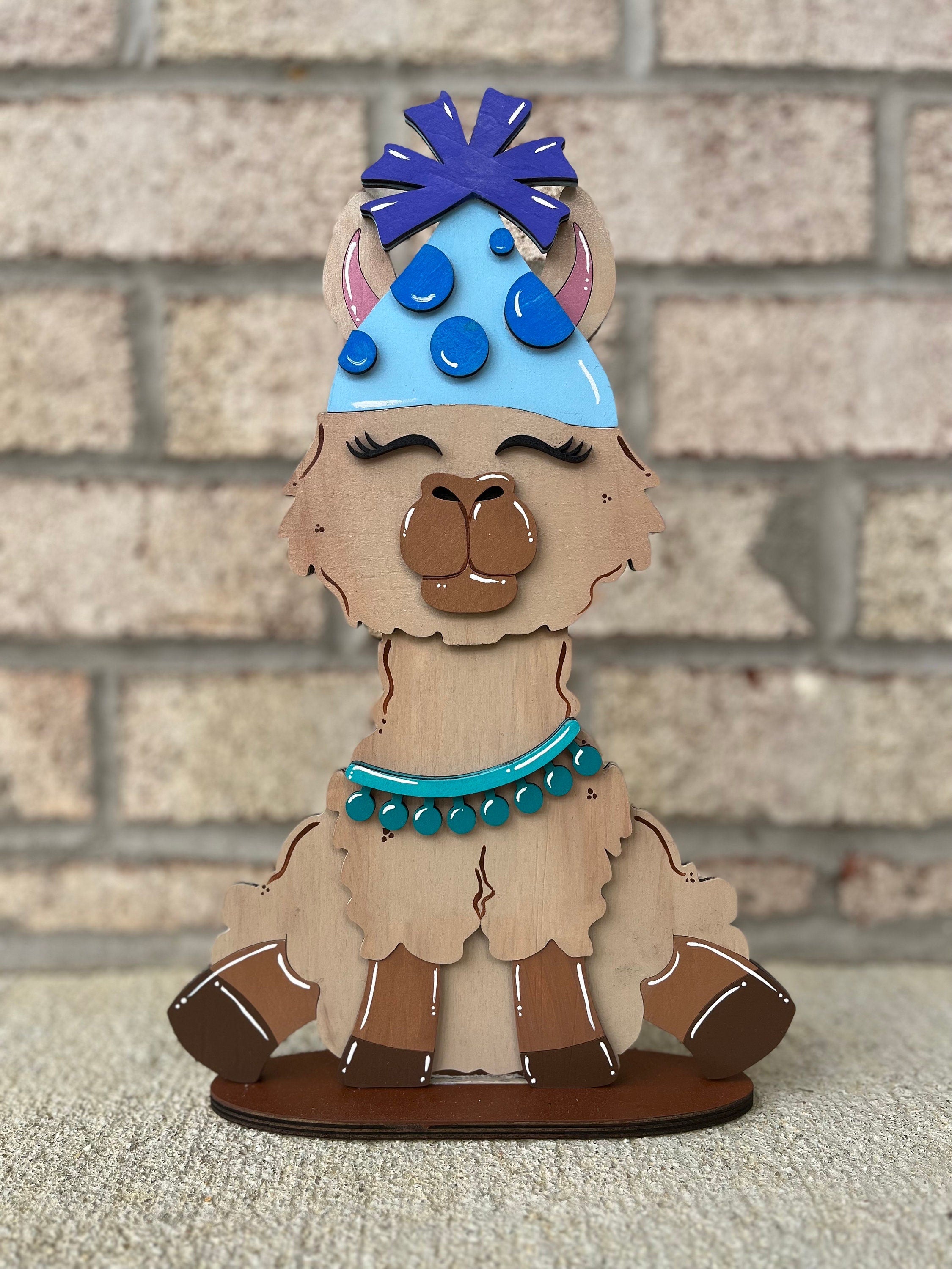 Llama Birthday Desk Buddy with Interchangeable Hat