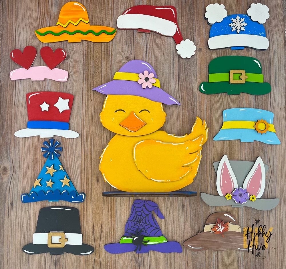 Yellow Duck Desk Buddy with Hats