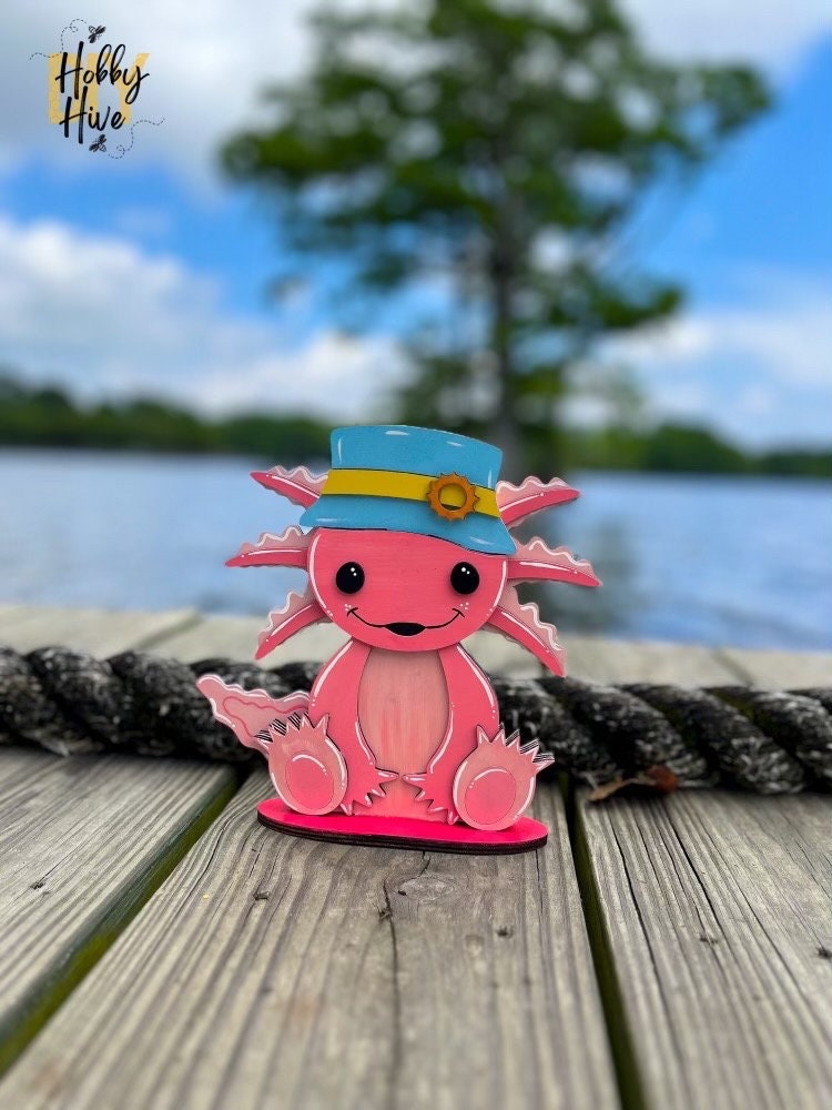 Axolotl Desk Buddy with Interchangeable Hats