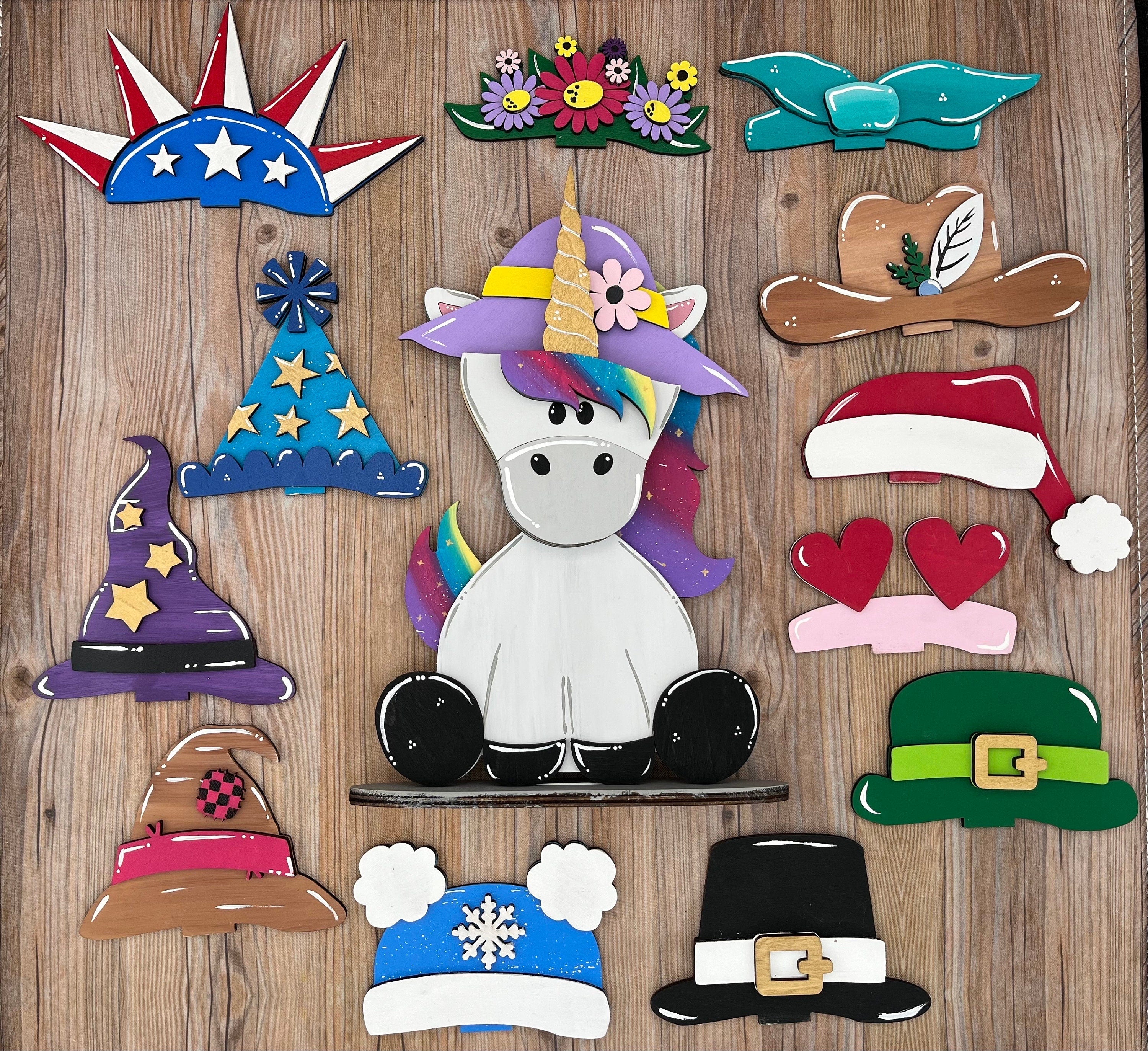 Magical Unicorn Desk Buddy with Interchangeable Hats for Decor and Gifting