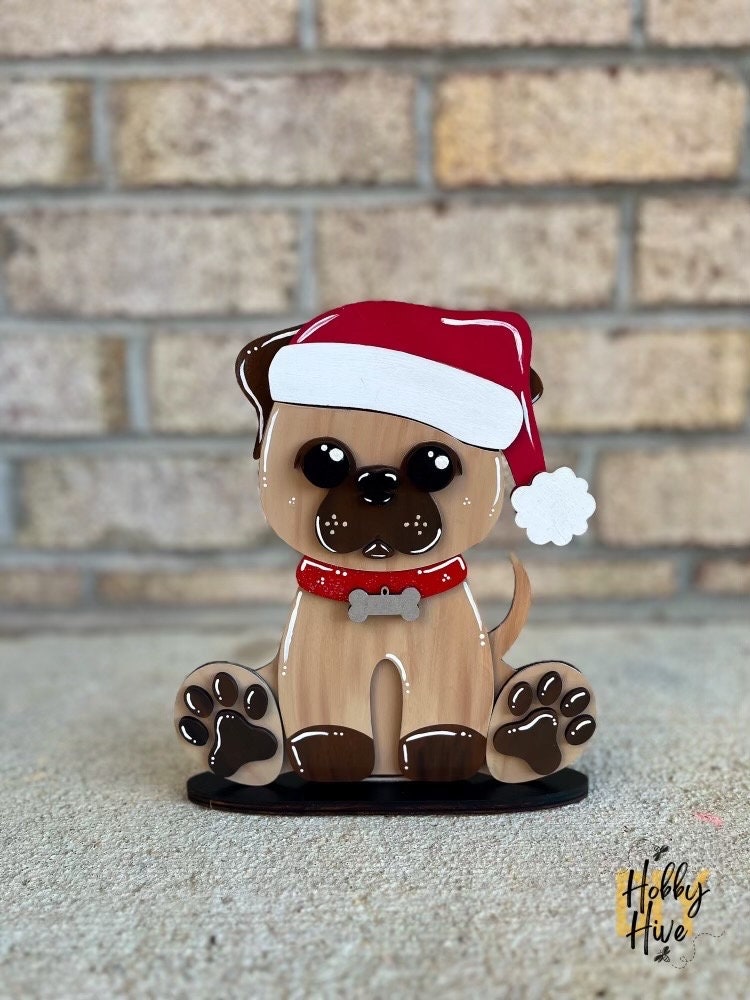 Pug Dog Desk Buddy with Seasonal and Holiday Hats