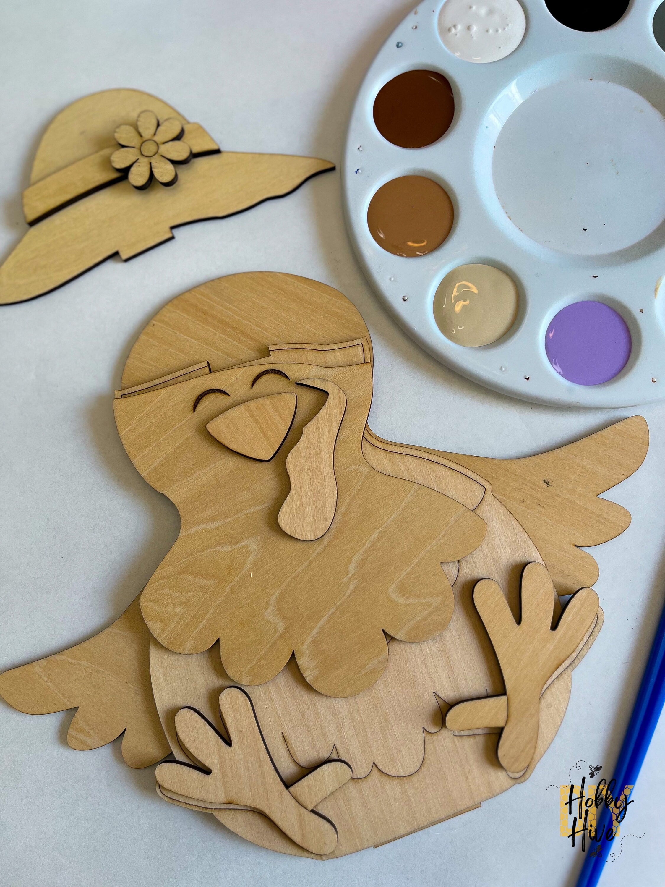 Paint Your Own Chicken or Turkey Interchangeable Sign with Seasonal Hats
