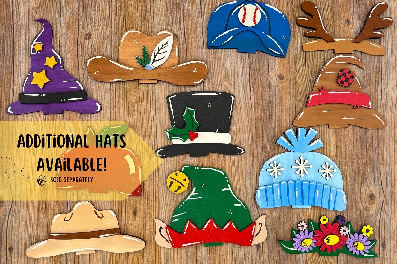 Woodland Bear Sign with Interchangeable Seasonal Hats