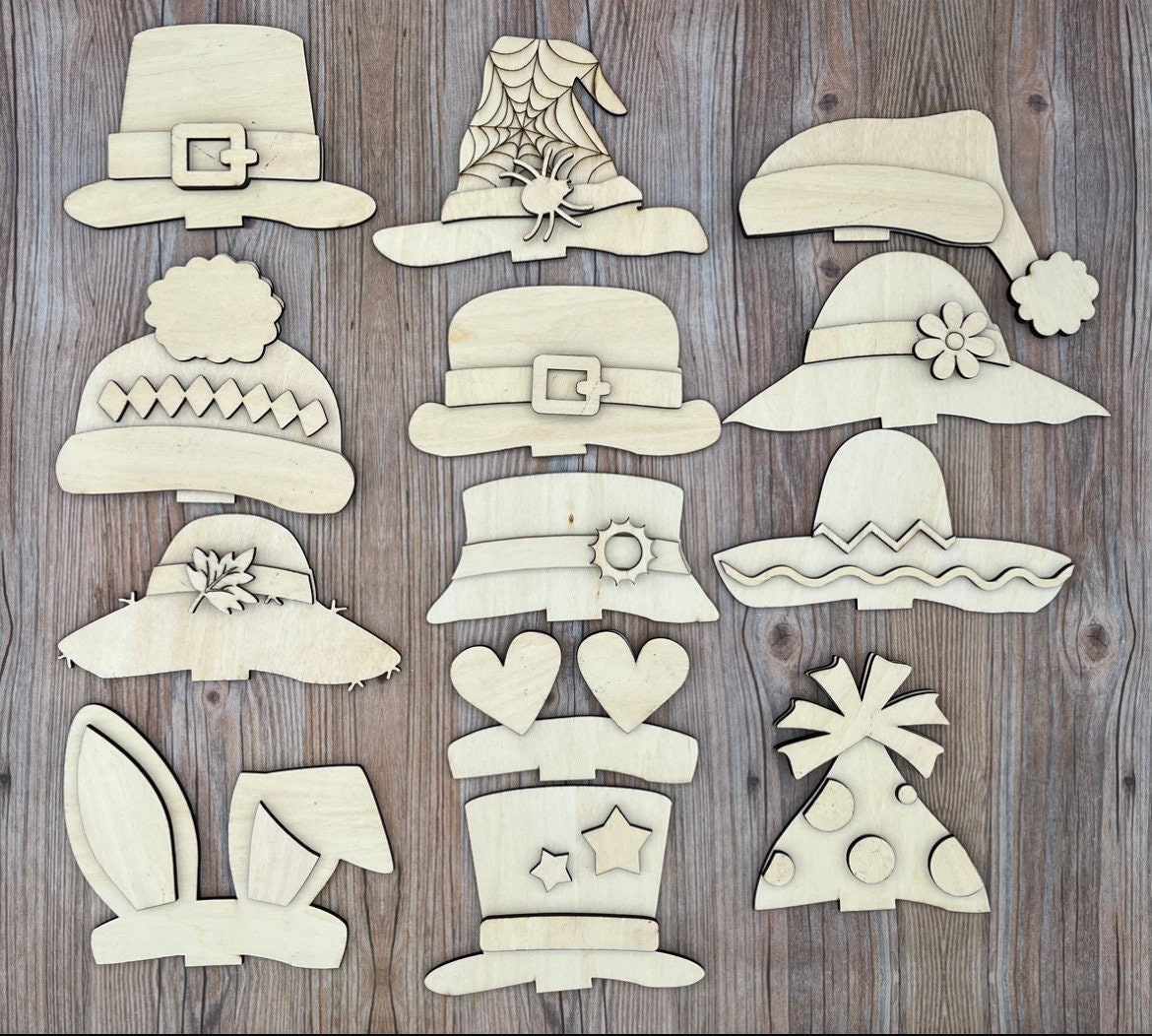 Paint Your Own Moose Interchangeable Sign with Seasonal and Holiday Hats Included