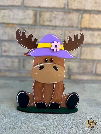 Paint Your Own Moose Interchangeable Sign with Seasonal and Holiday Hats Included