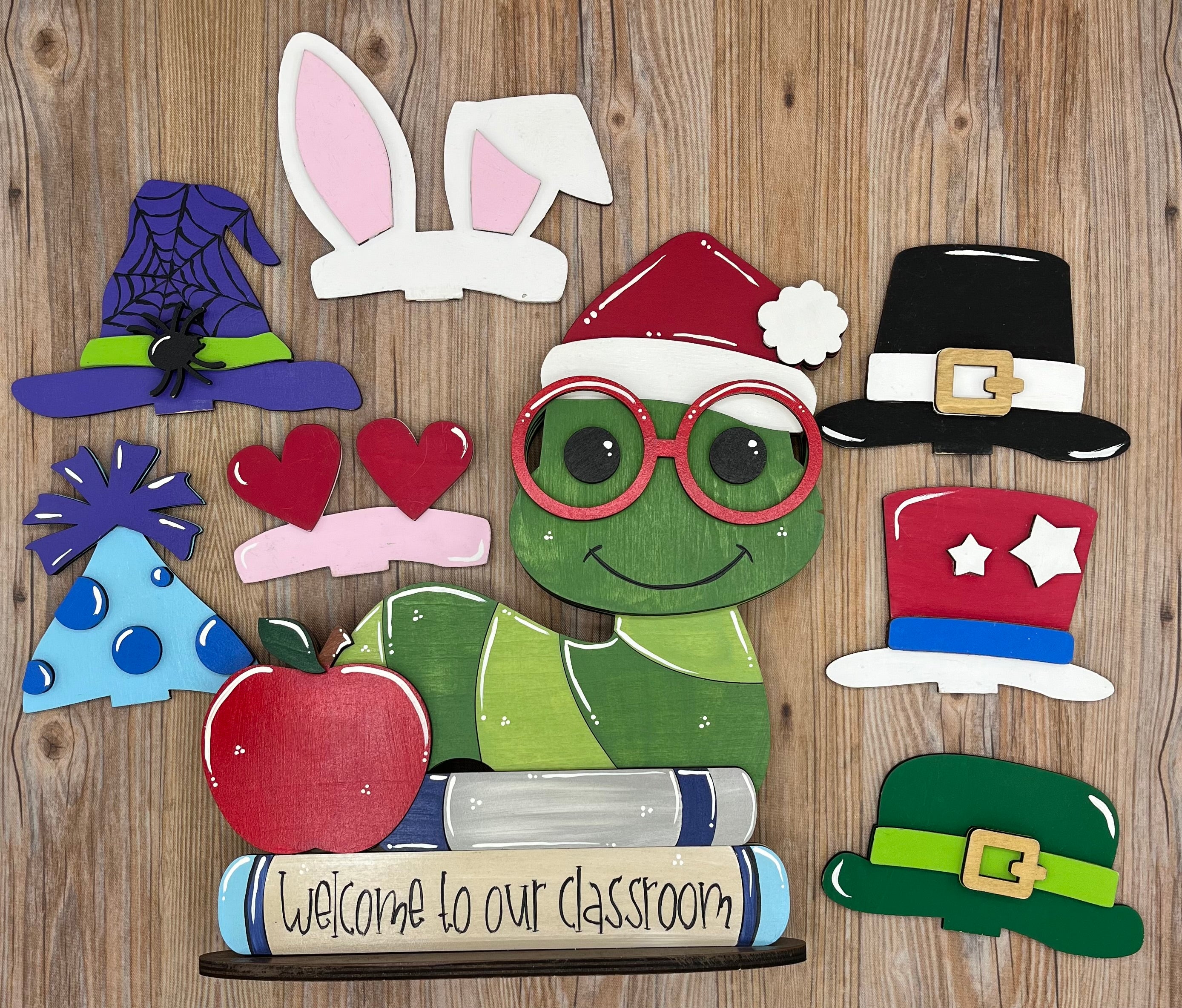Bookworm Teacher Desk Buddy (8 Hats)