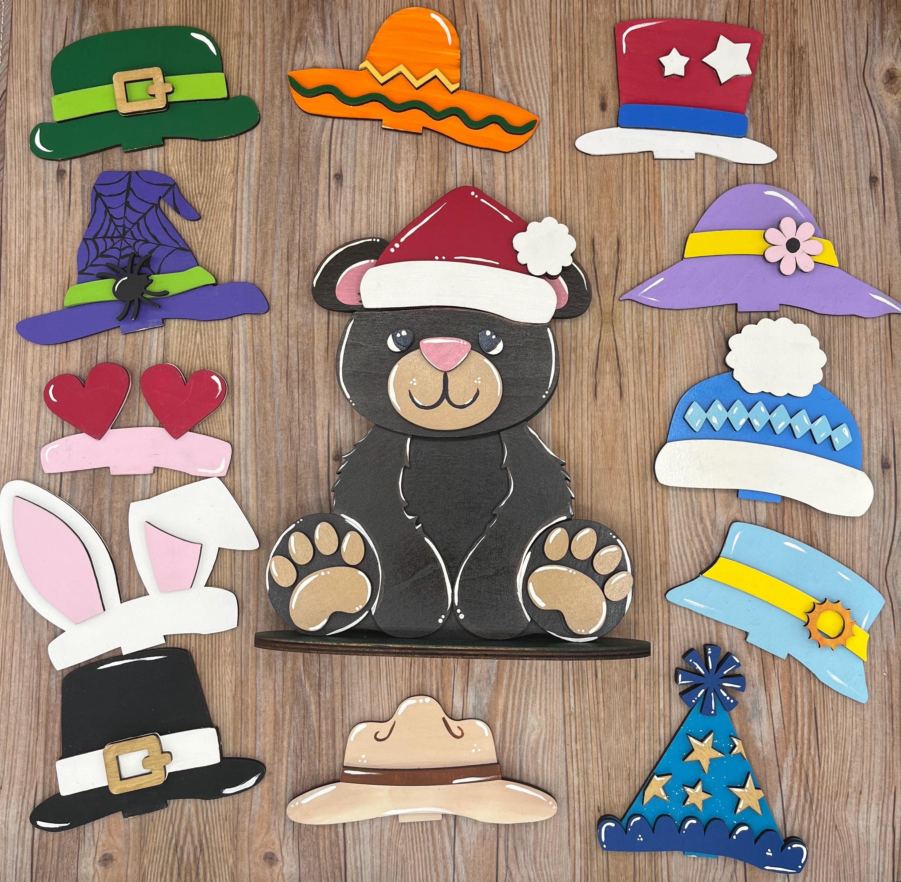 Woodland Bear Sign with Interchangeable Seasonal Hats