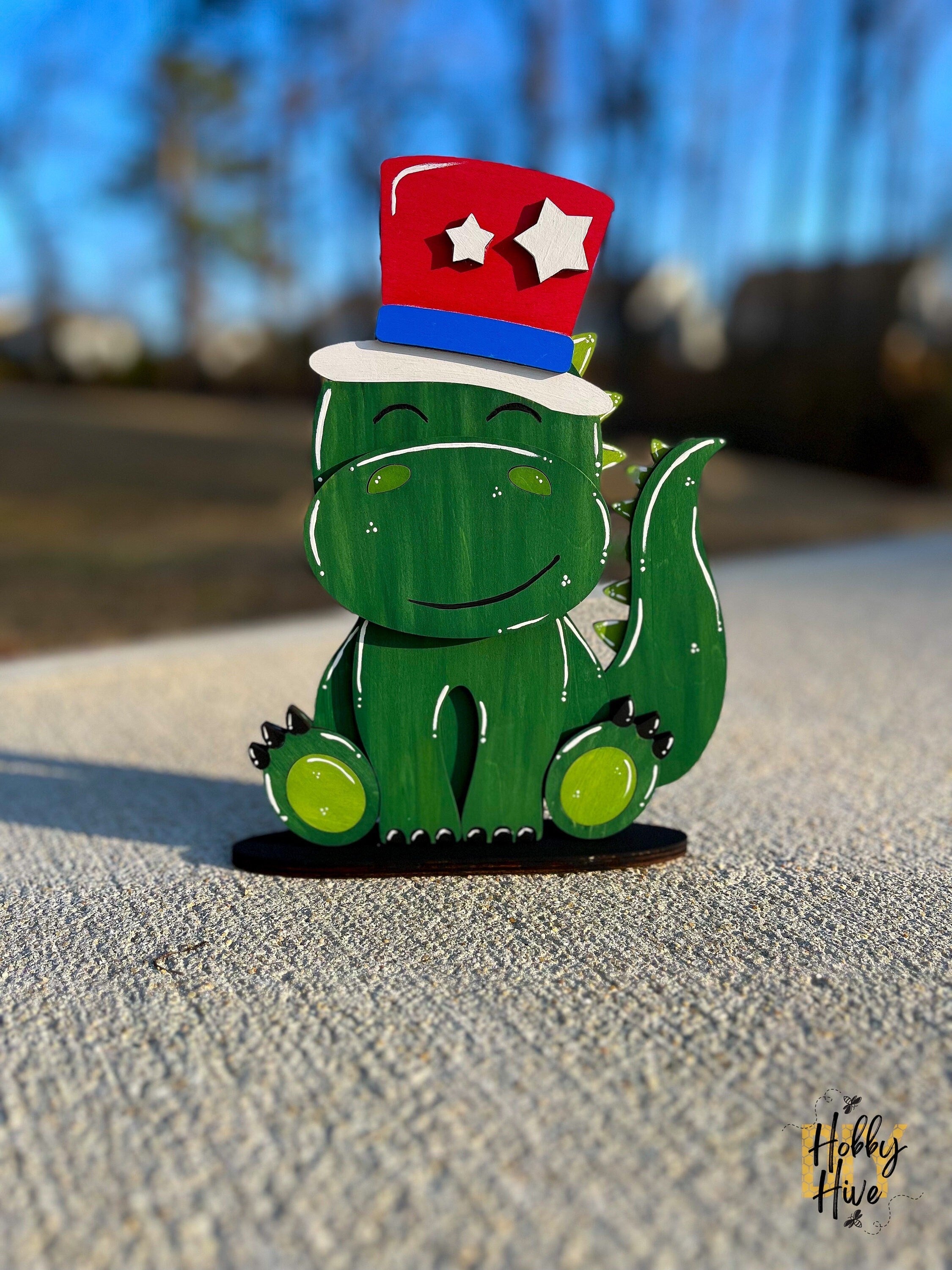 Dinosaur Interchangeable Seasonal Sign with Mix and Match Holiday Hats