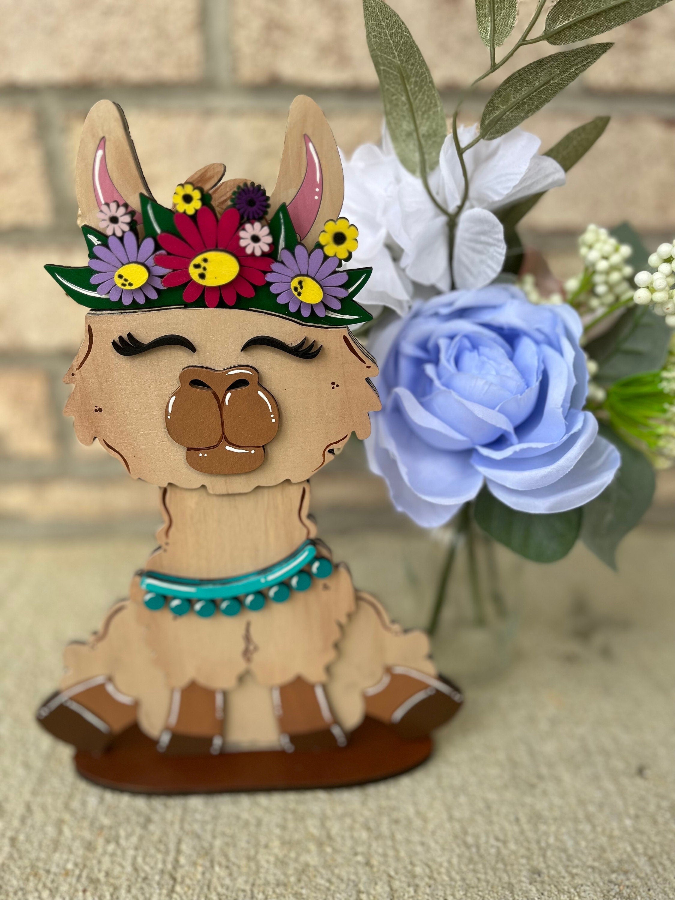Llama Birthday Desk Buddy with Interchangeable Hat