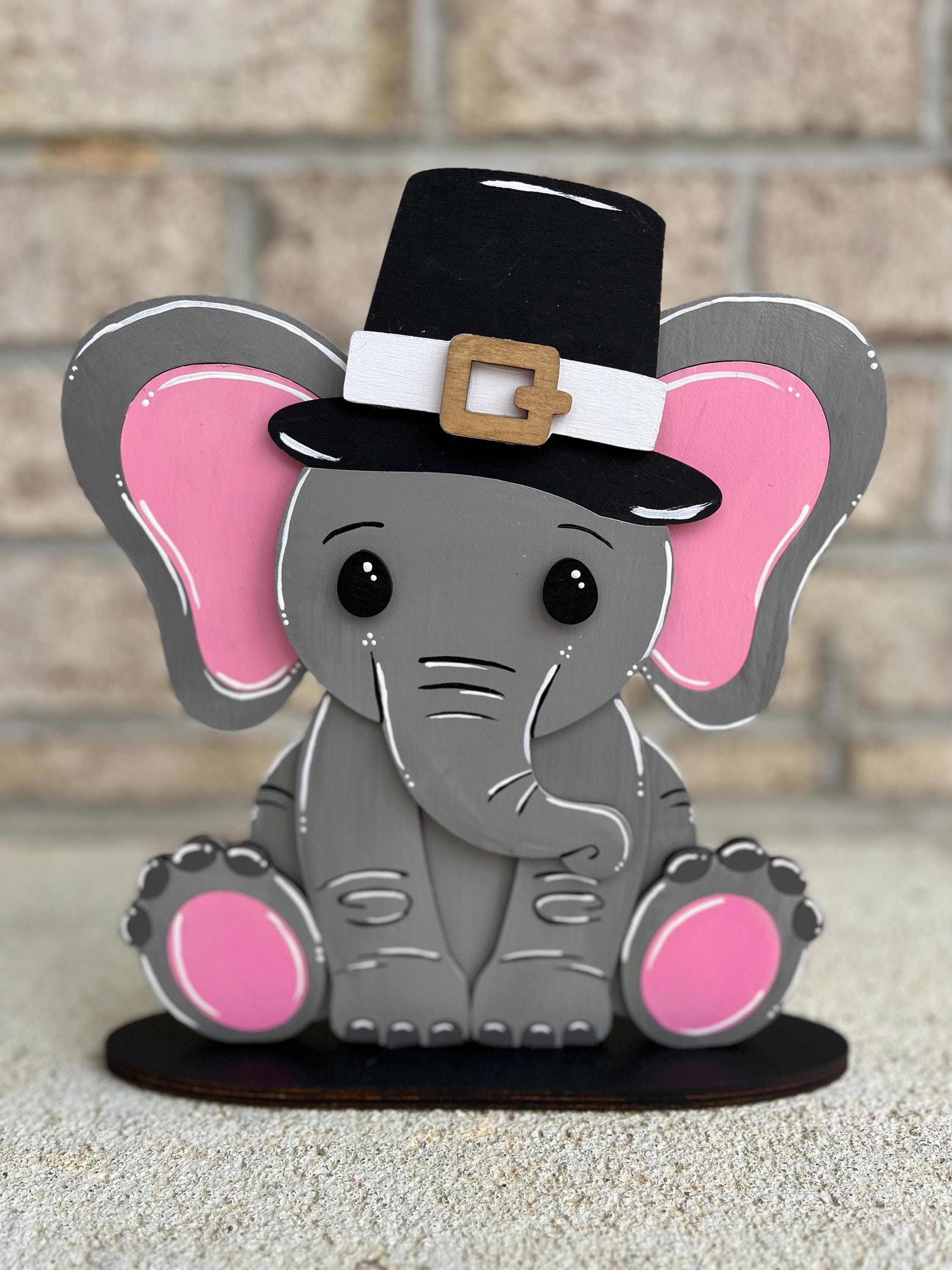 Paint Your Own Elephant Interchangeable Sign with Seasonal and Holiday Hats