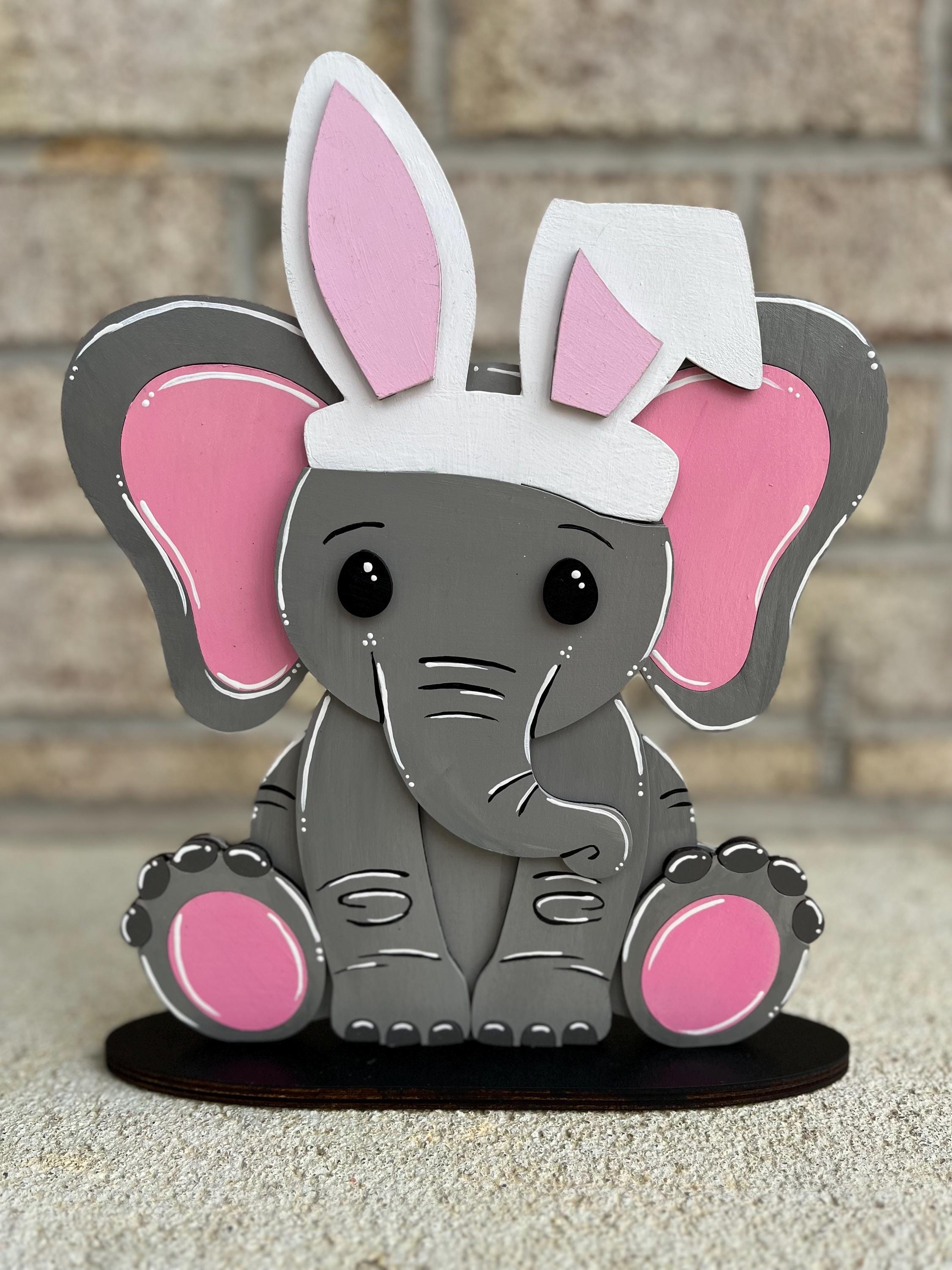 Paint Your Own Elephant Interchangeable Sign with Seasonal and Holiday Hats