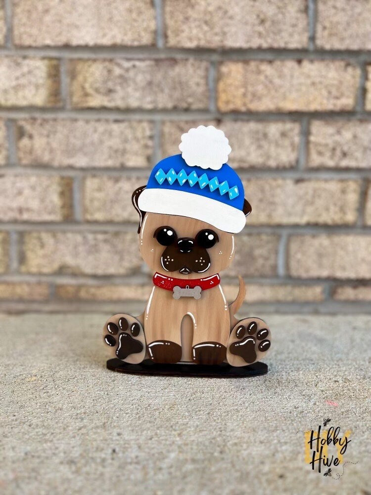 Pug Dog Desk Buddy with Seasonal and Holiday Hats