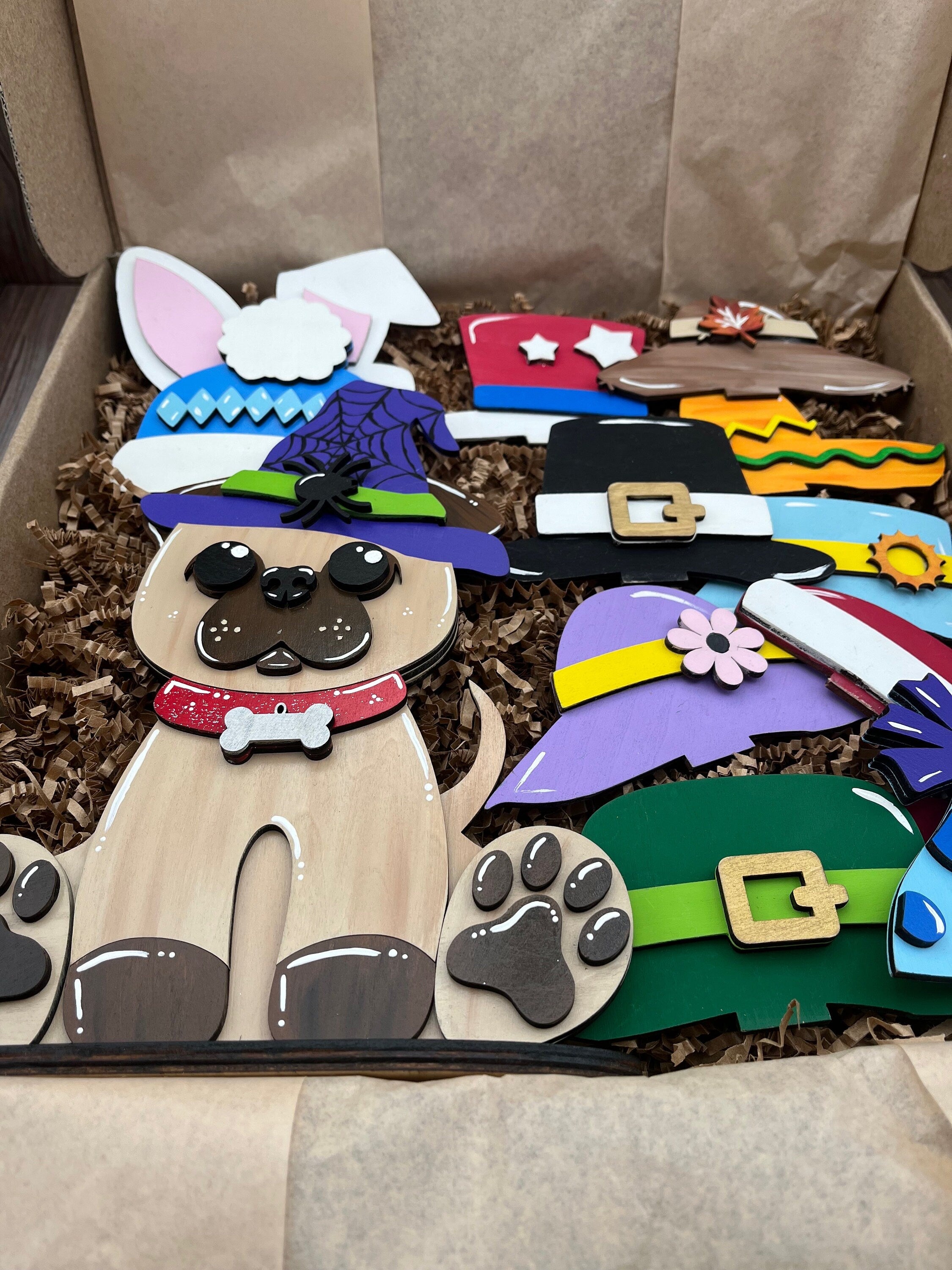 Pug Dog Desk Buddy with Seasonal and Holiday Hats