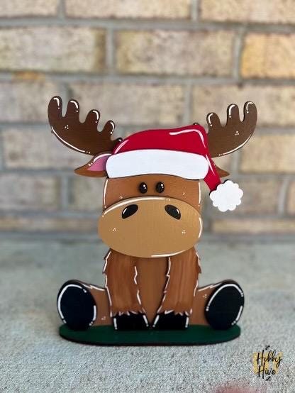 Paint Your Own Moose Interchangeable Sign with Seasonal and Holiday Hats Included
