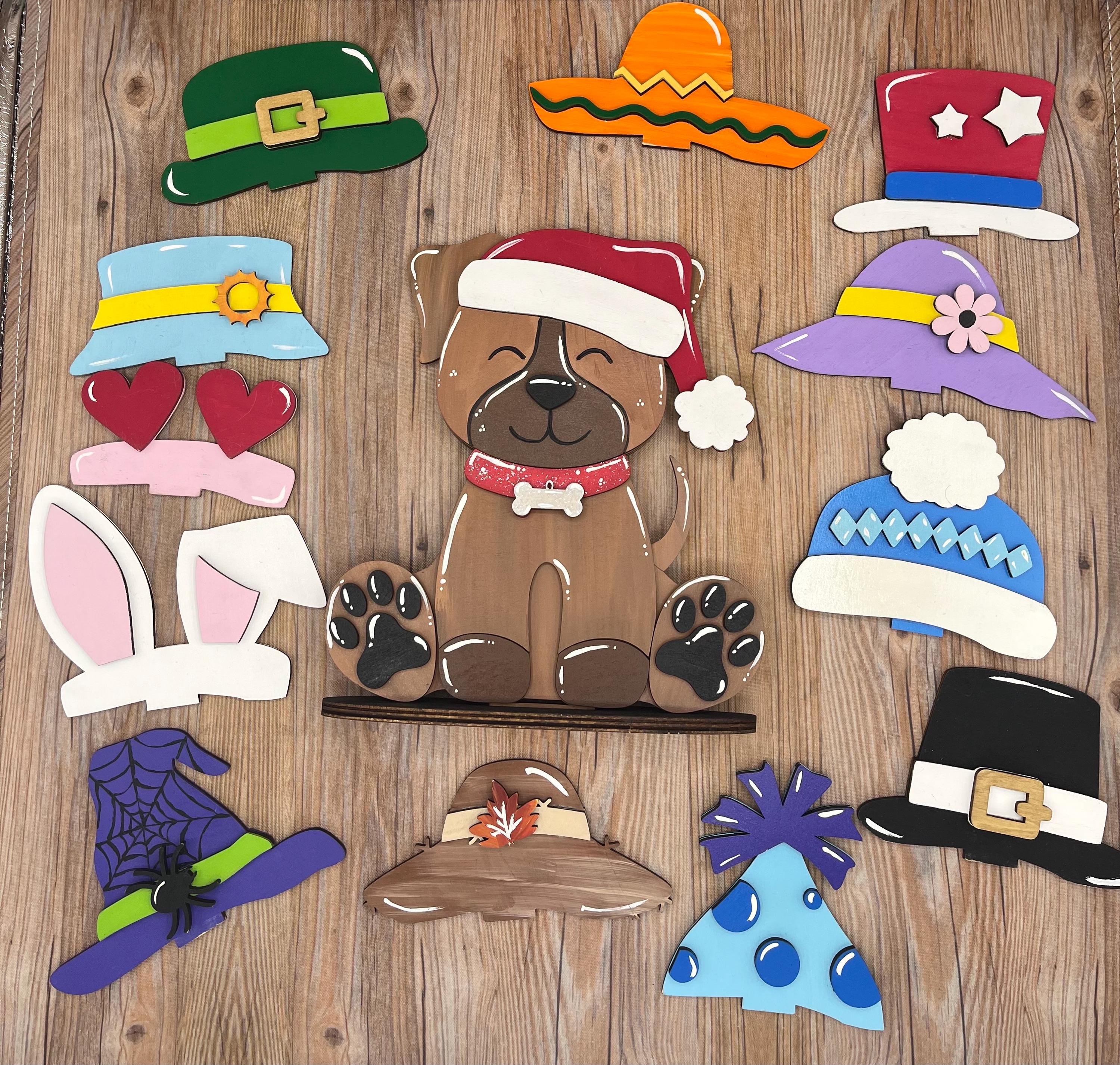 Dog Interchangeable Desk Buddy with Seasonal and Holiday Hats