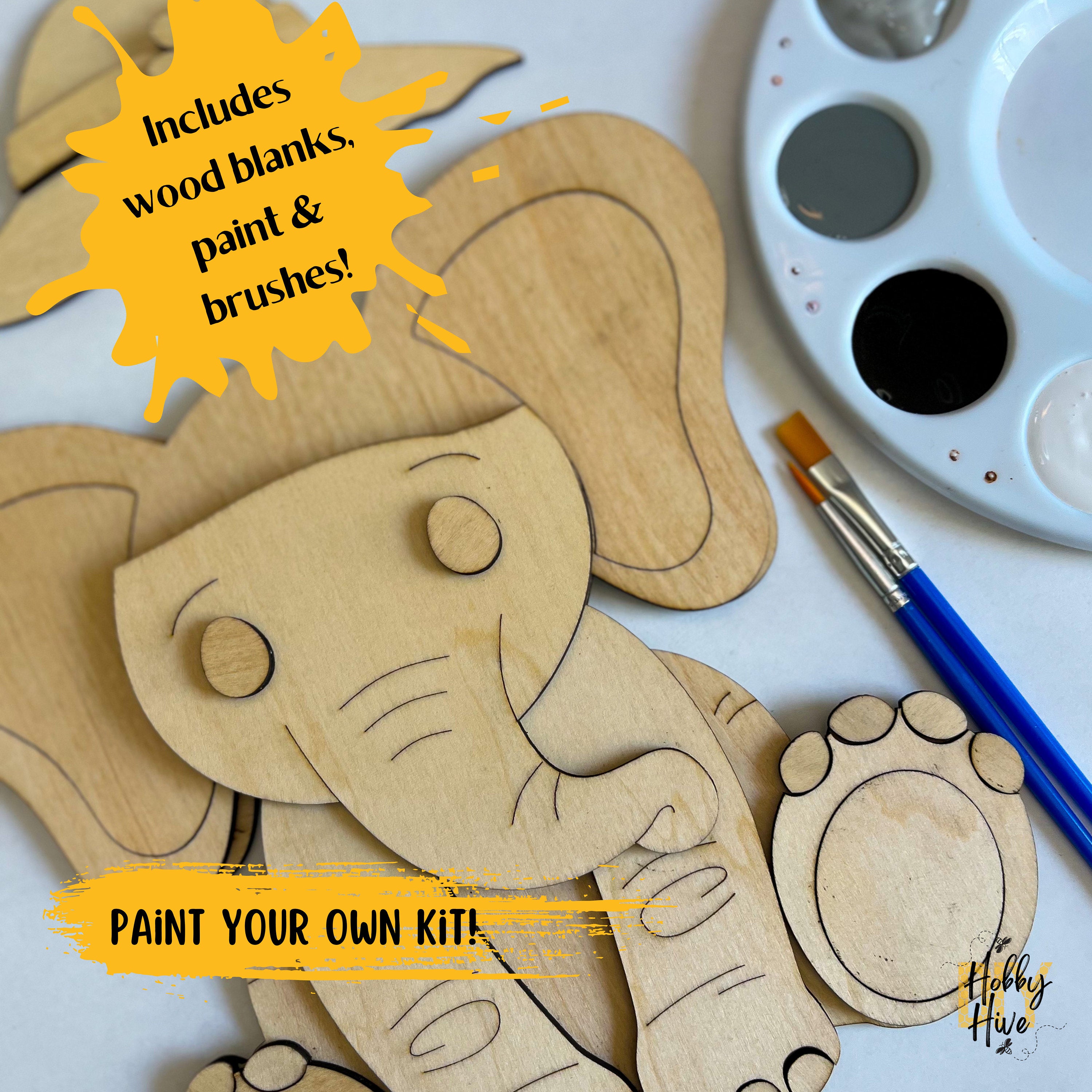 Paint Your Own Elephant Interchangeable Sign with Seasonal and Holiday Hats