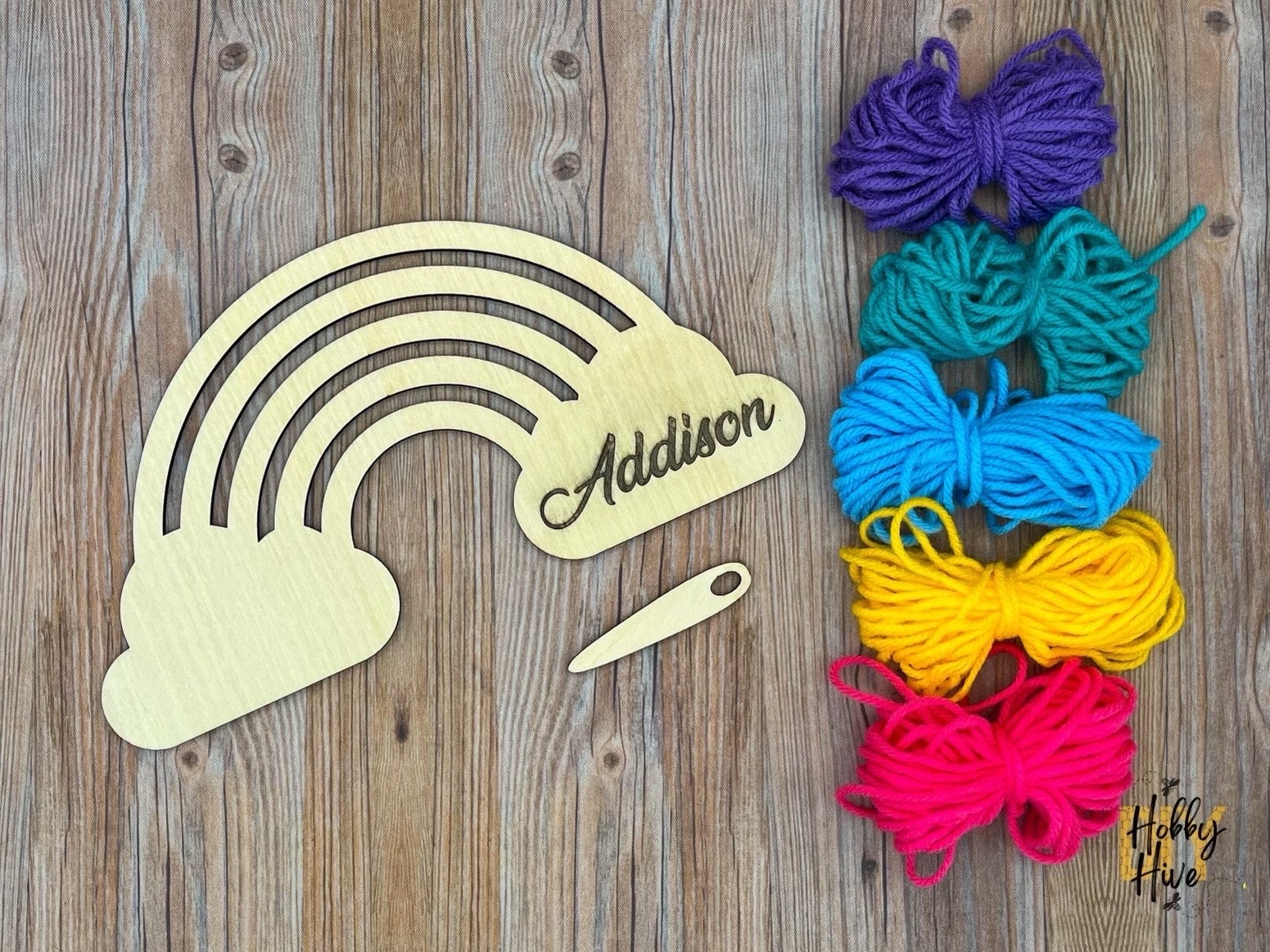 Personalized Rainbow Yarn Kit with Yarn and Needle Included