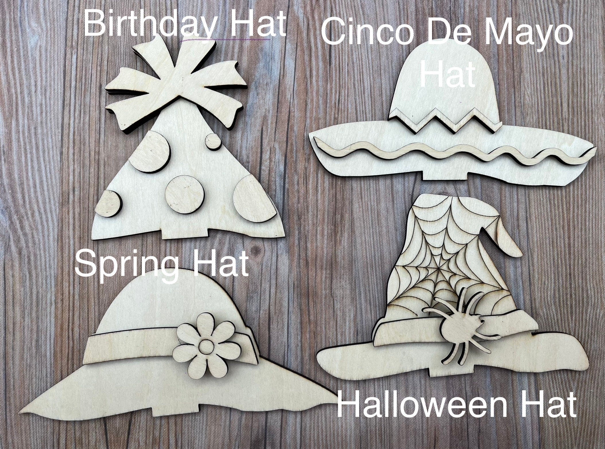 DIY Wood and Paint Animal Shelf Sitter Hat Add ons (Hats Only)