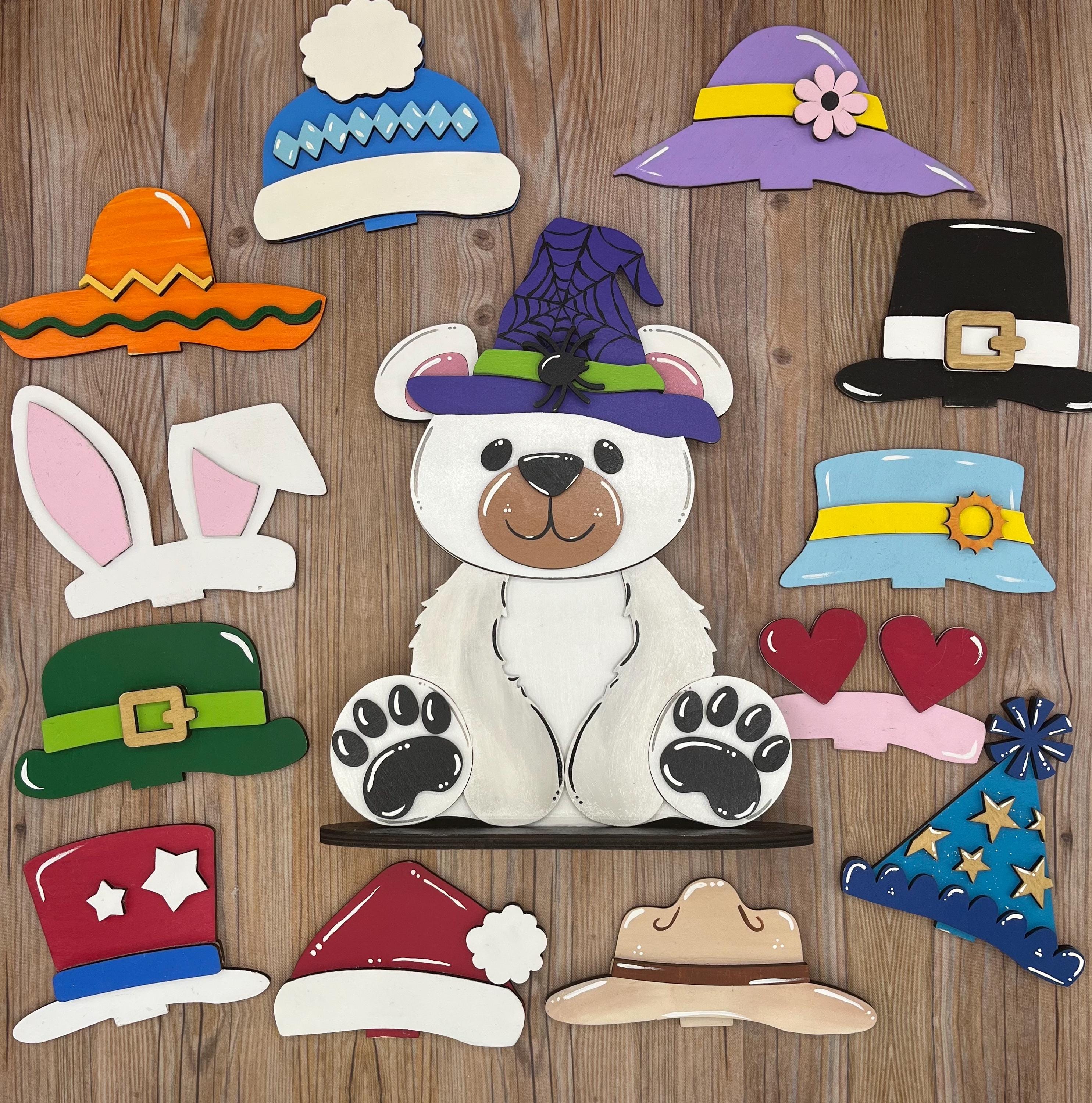 Woodland Bear Sign with Interchangeable Seasonal Hats
