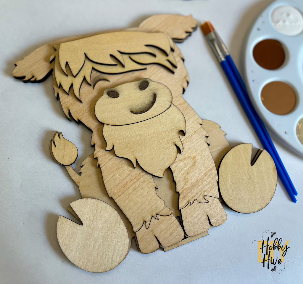 Paint your own Highland cow interchangeable sign