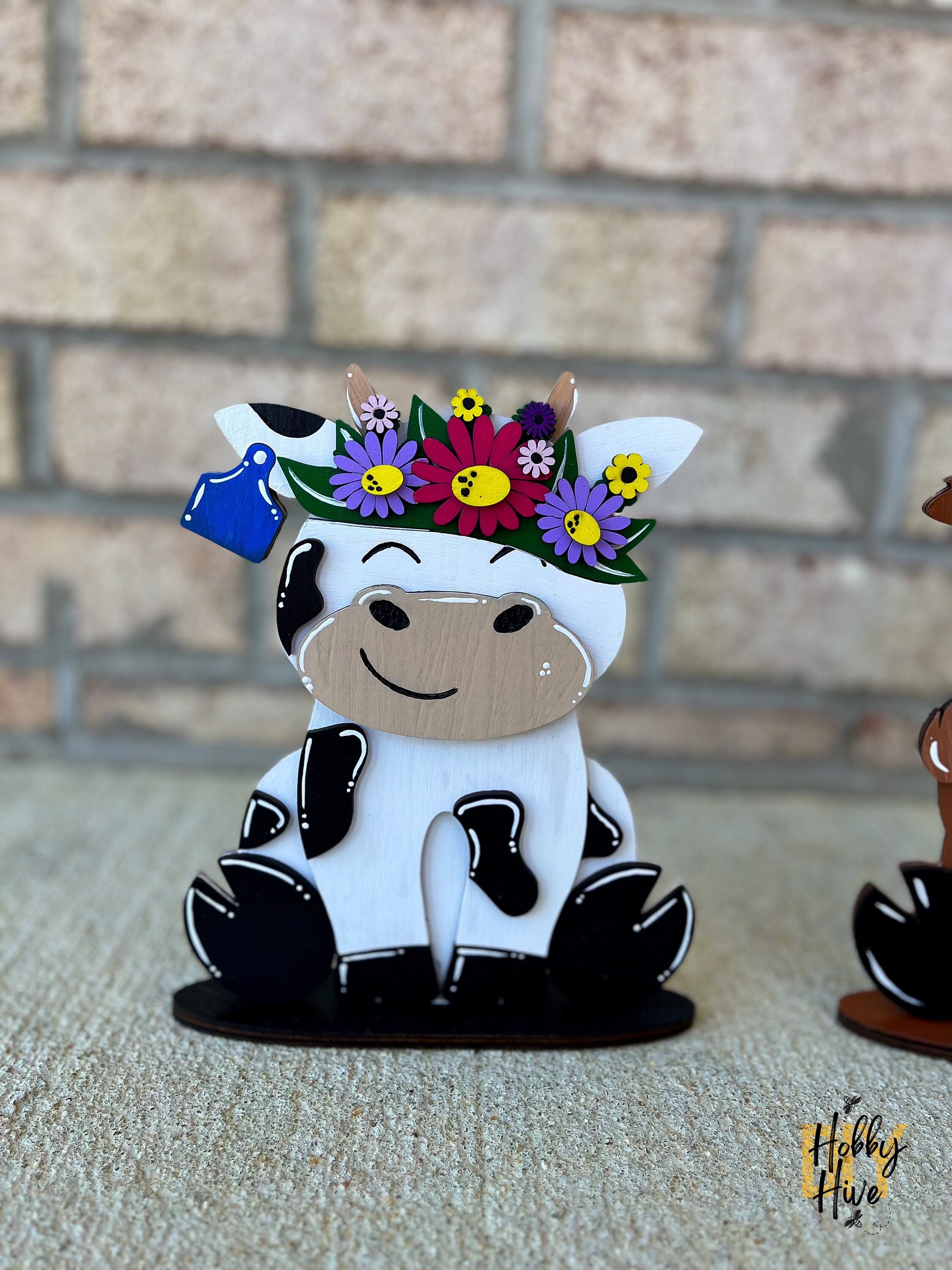 Highland Cow or Dairy Cow Desk Buddy with Birthday Hat