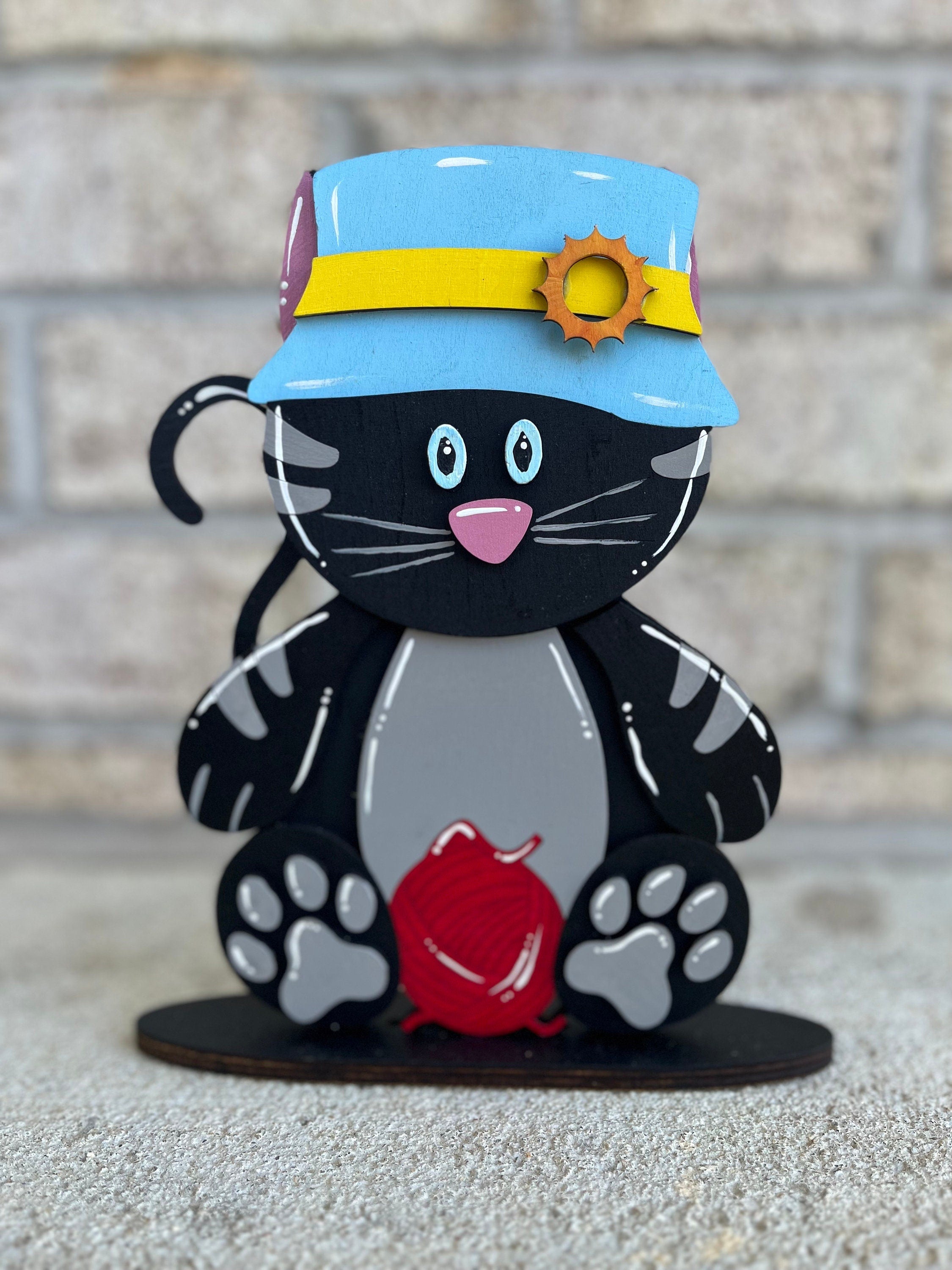 Cat Desk Buddy with Interchangeable Seasonal Hats