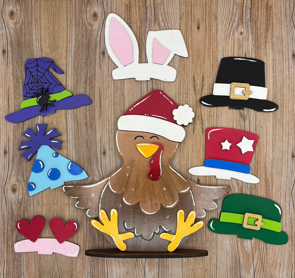 Festive Chicken Desk Buddy (8 Hats)