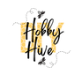 Logo with 'Hobby Hive' text and honeycomb design on a white background