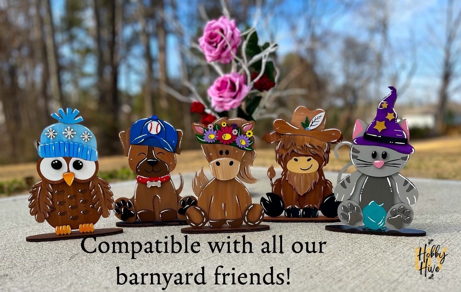 DIY Wood Blank and Paint Kit Farm Animal Hats Add ons (Hats Only)