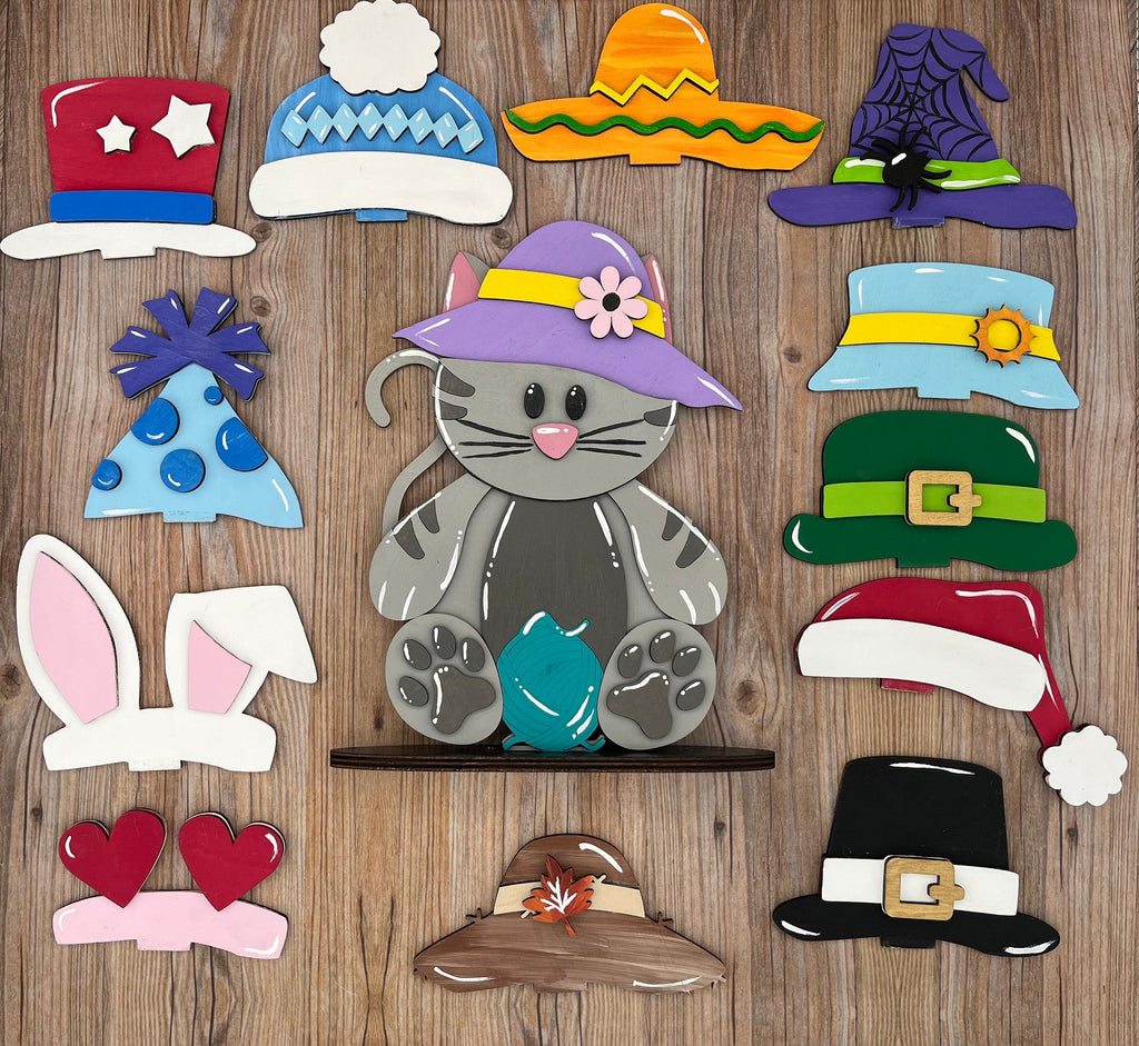 Paint Your Own, Cute Cat Interchangeable Desk Buddy