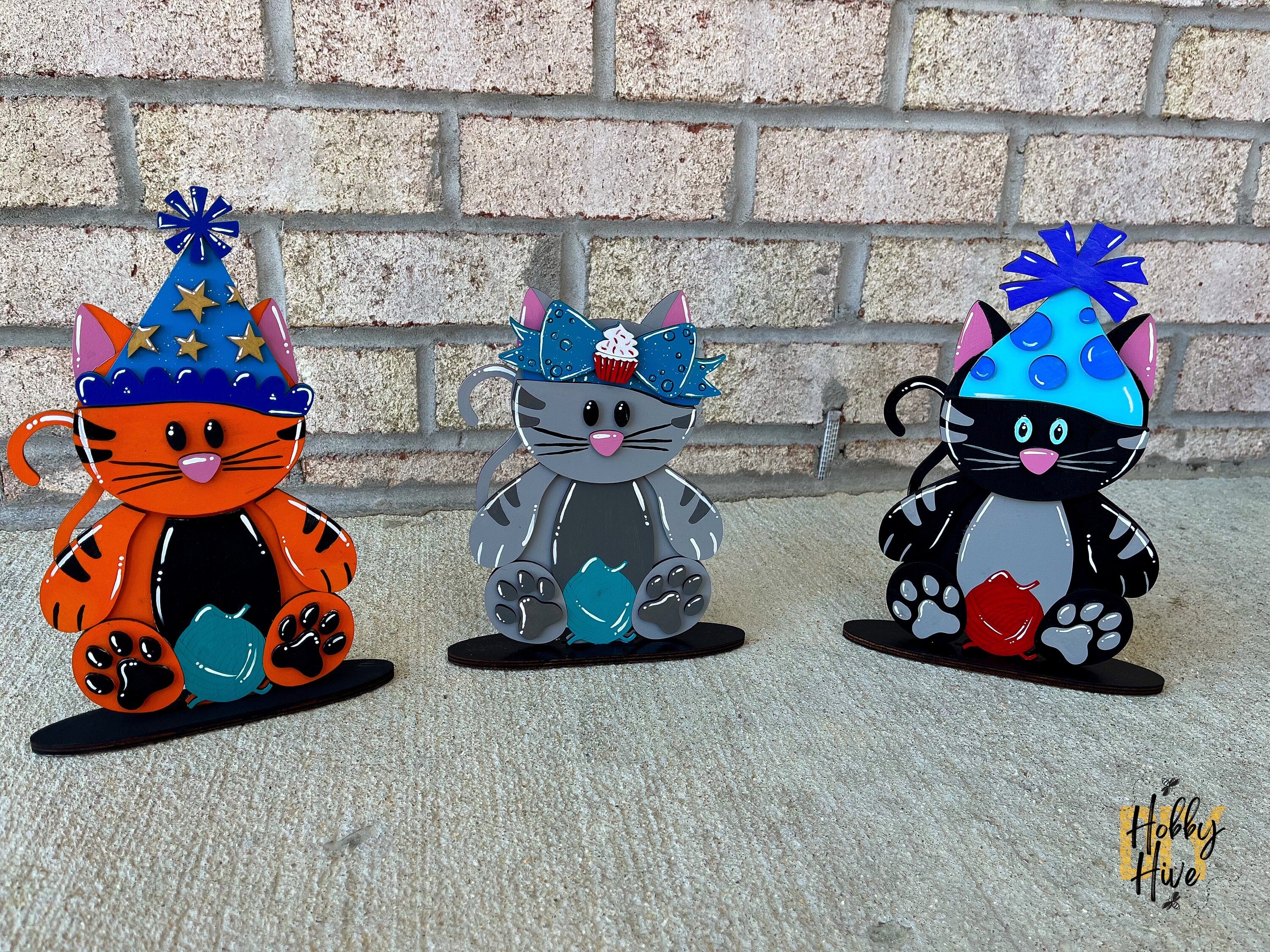 Cat Desk Buddy with Birthday Hat